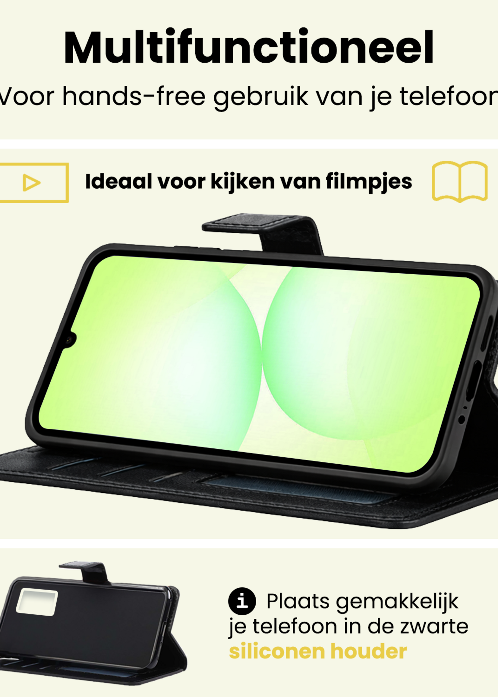LUQ LUQ Samsung Galaxy A07 4G Hoesje Bookcase Met Screenprotector - Zwart