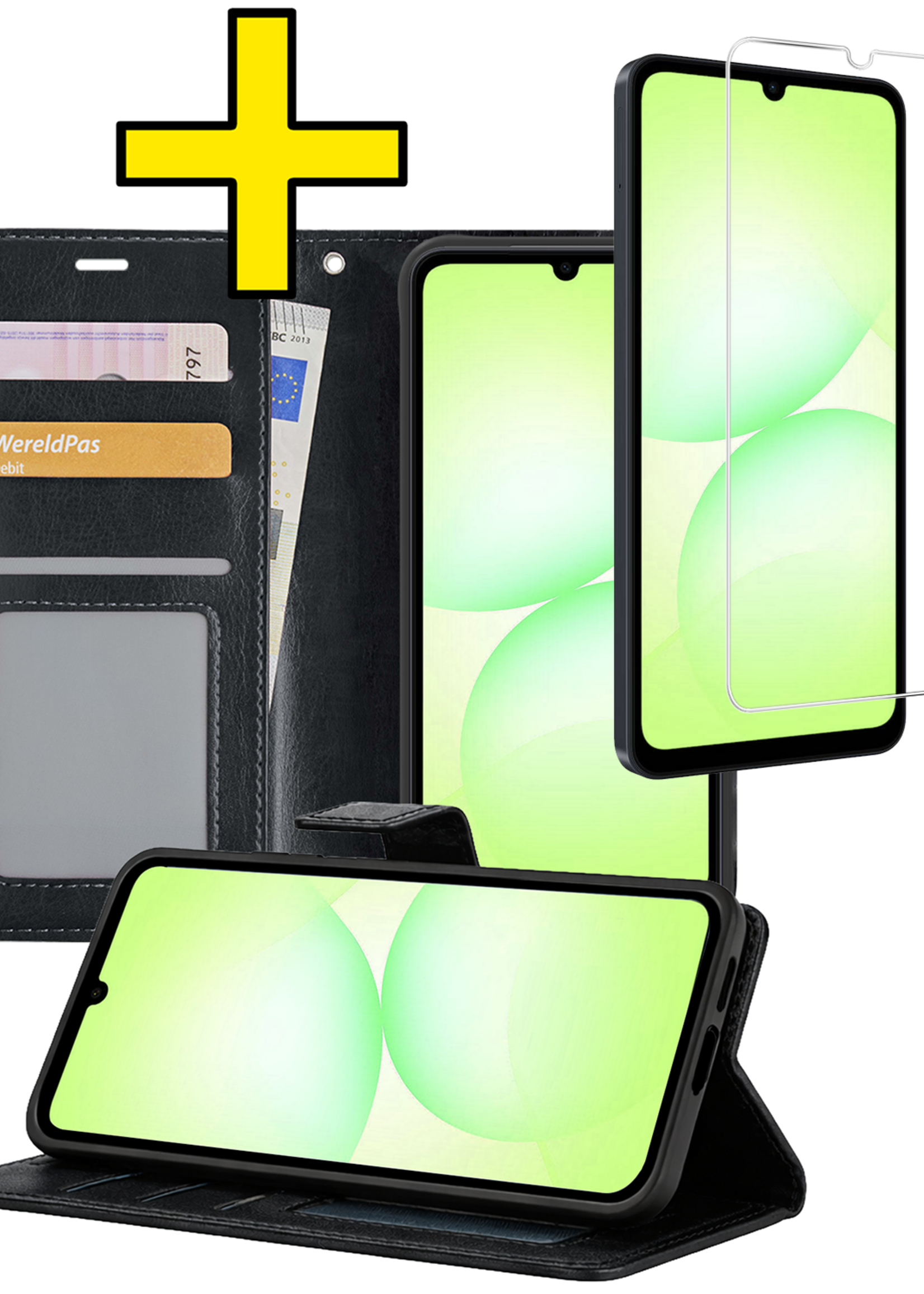 LUQ LUQ Samsung Galaxy A07 4G Hoesje Bookcase Met Screenprotector - Zwart