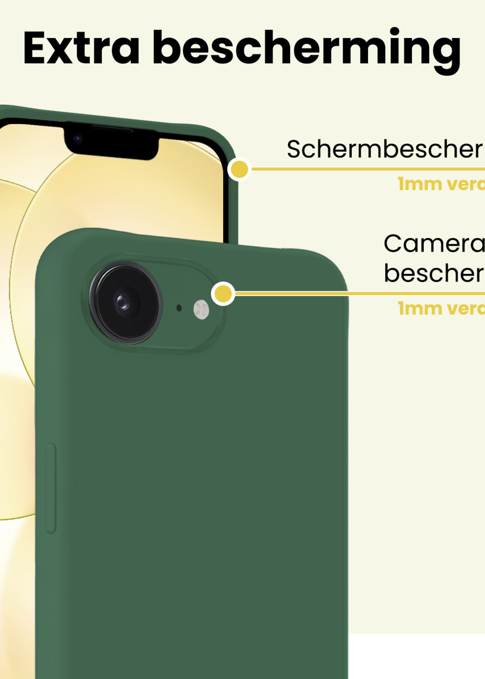 LUQ LUQ iPhone 17e Hoesje Siliconen Met Screenprotector Met Dichte Notch - Donkergroen