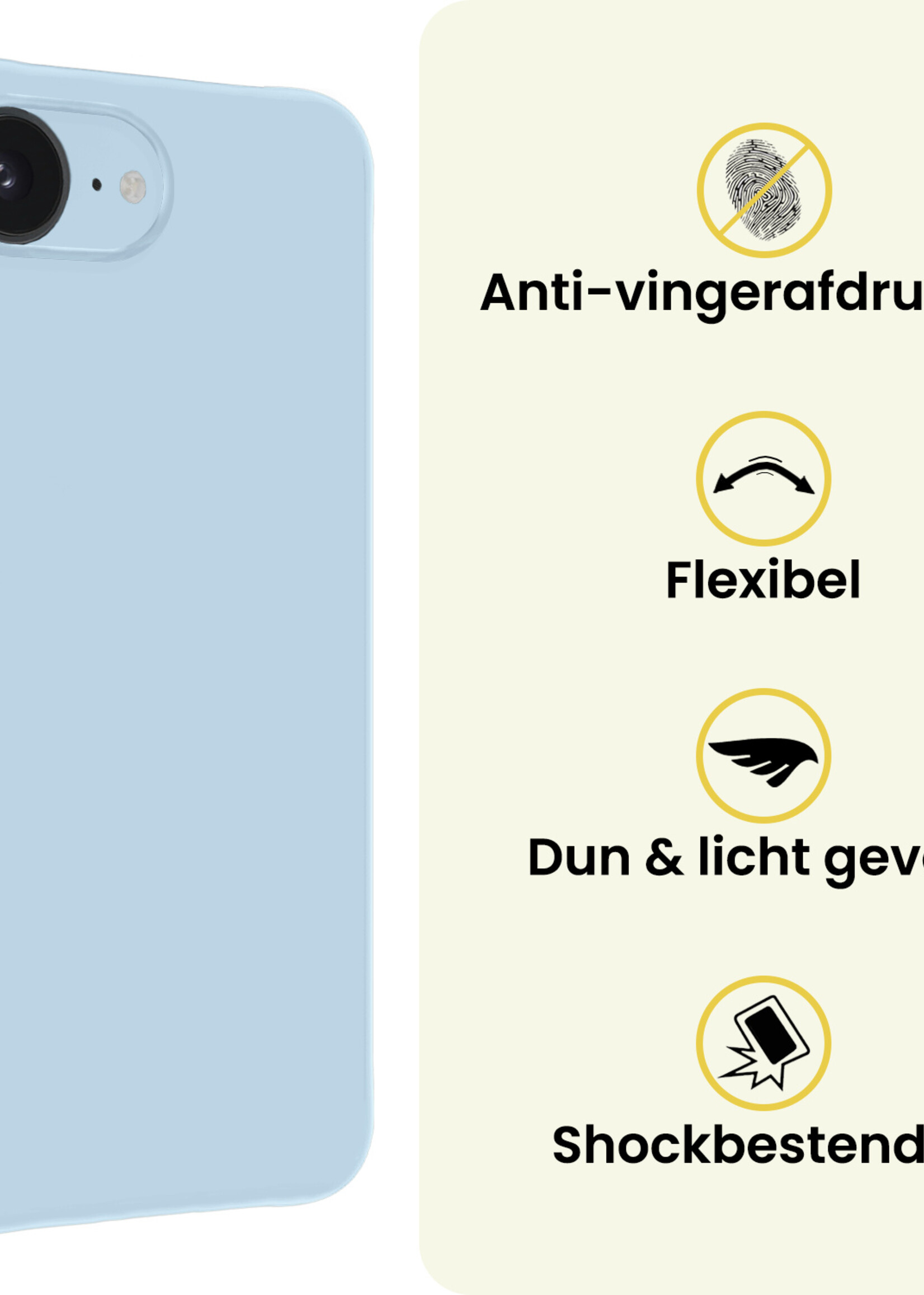 LUQ LUQ iPhone 17e Hoesje Siliconen Met Screenprotector Met Dichte Notch - Lichtblauw