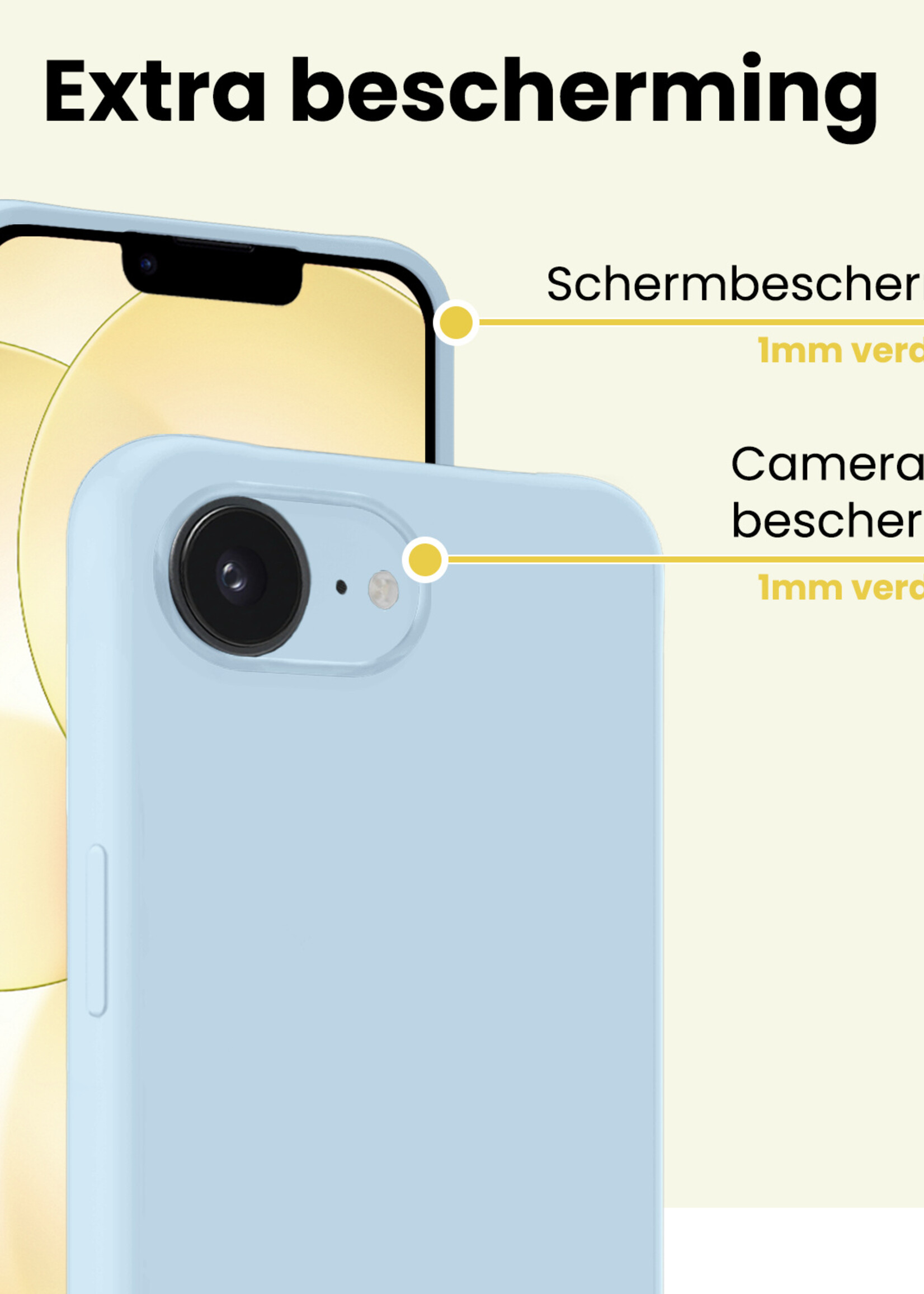 LUQ LUQ iPhone 17e Hoesje Siliconen Met Screenprotector Met Dichte Notch - Lichtblauw