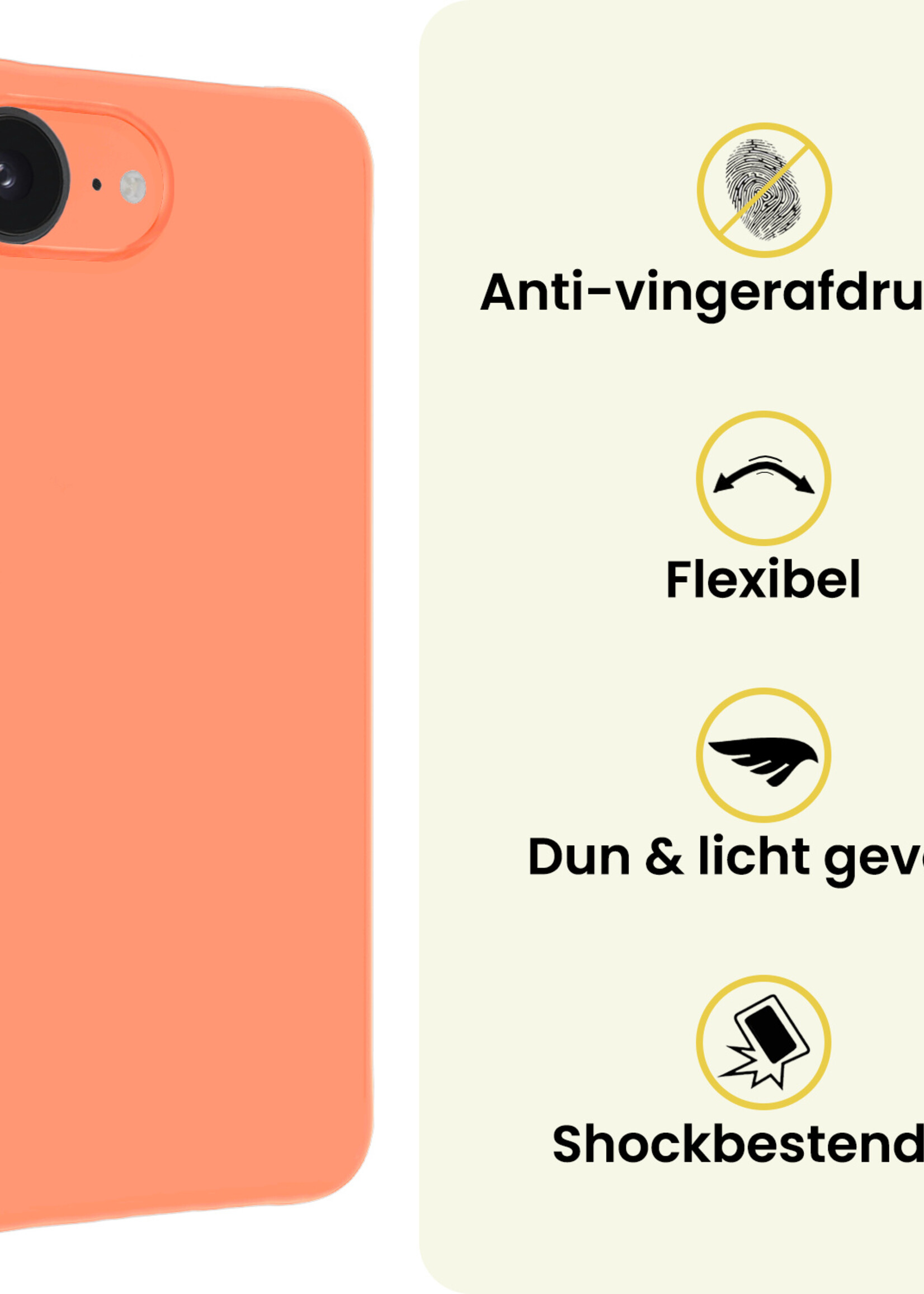 LUQ LUQ iPhone 17e Hoesje Siliconen Met Screenprotector Met Dichte Notch - Perzik