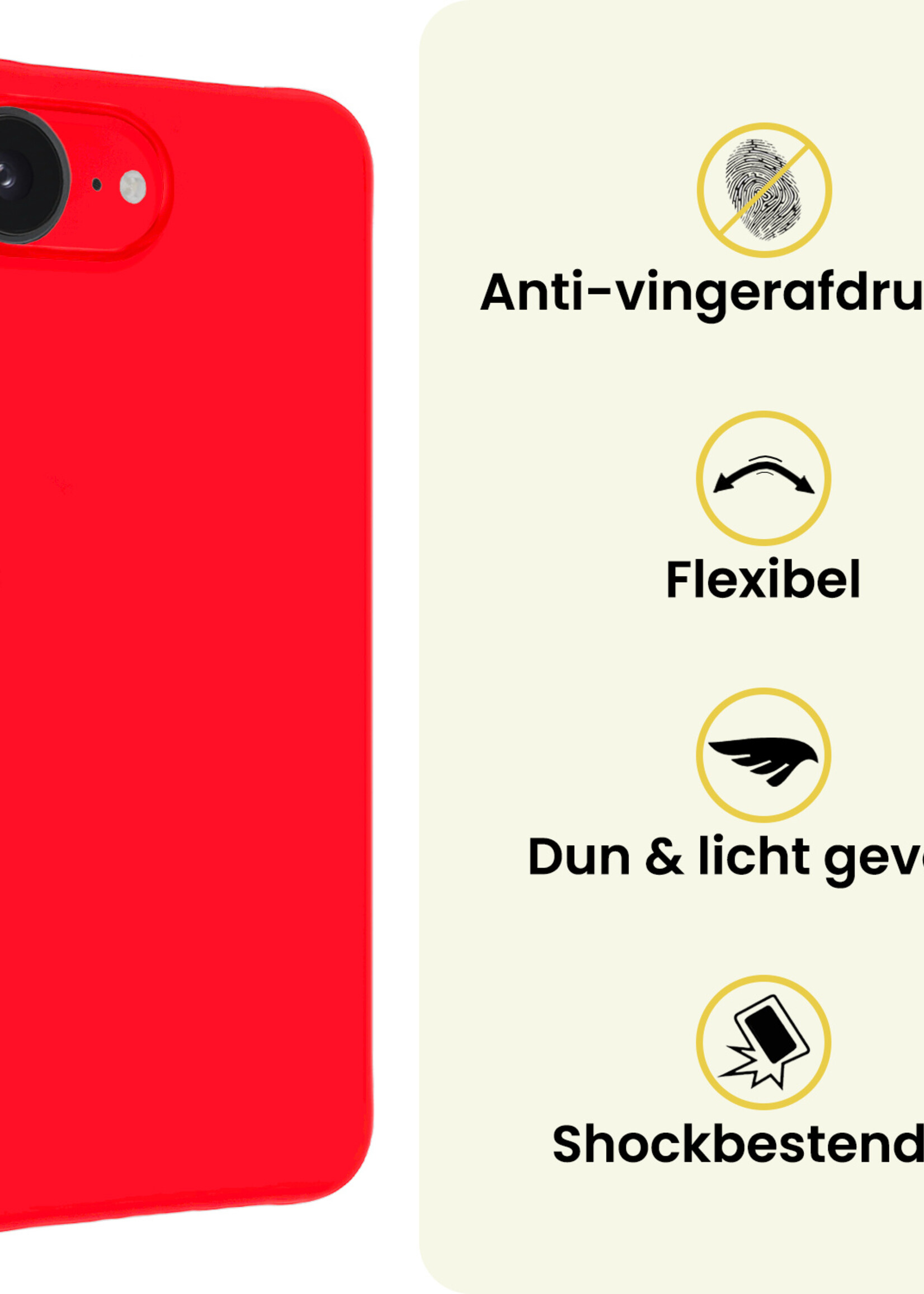 LUQ LUQ iPhone 17e Hoesje Siliconen Met Screenprotector Met Dichte Notch - Rood