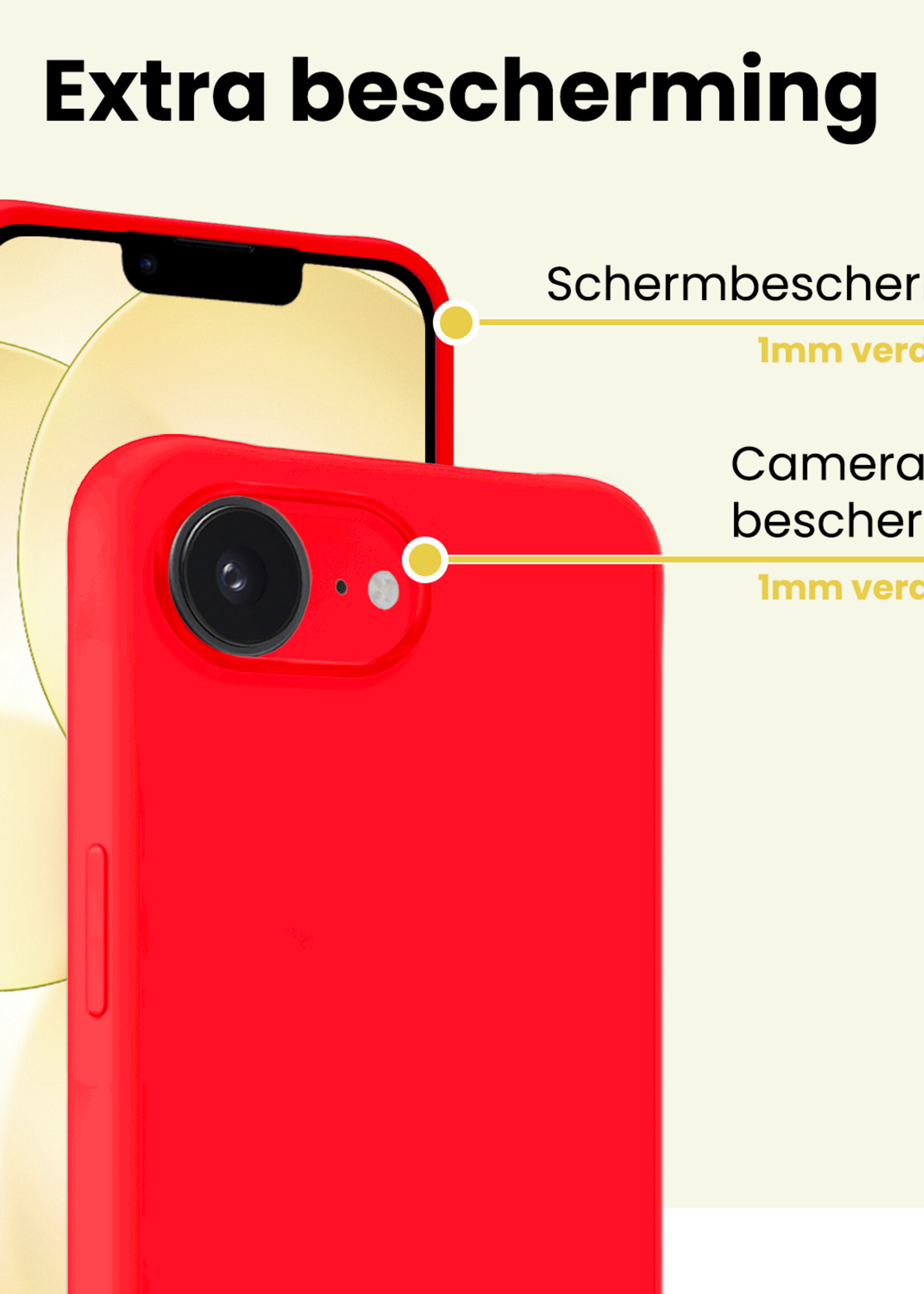 LUQ LUQ iPhone 17e Hoesje Siliconen Met Screenprotector Met Dichte Notch - Rood