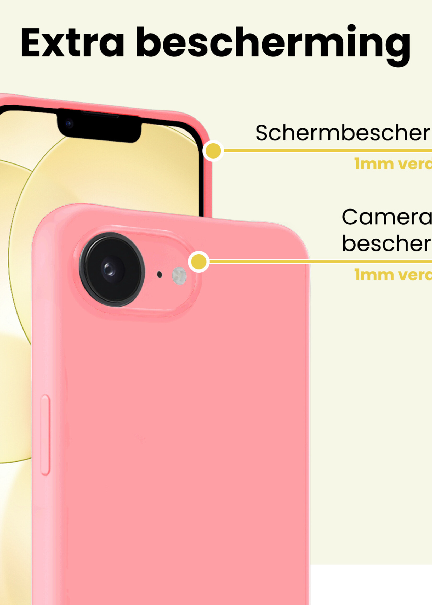 LUQ LUQ iPhone 17e Hoesje Siliconen Met 2x Screenprotector Met Dichte Notch - Lichtroze