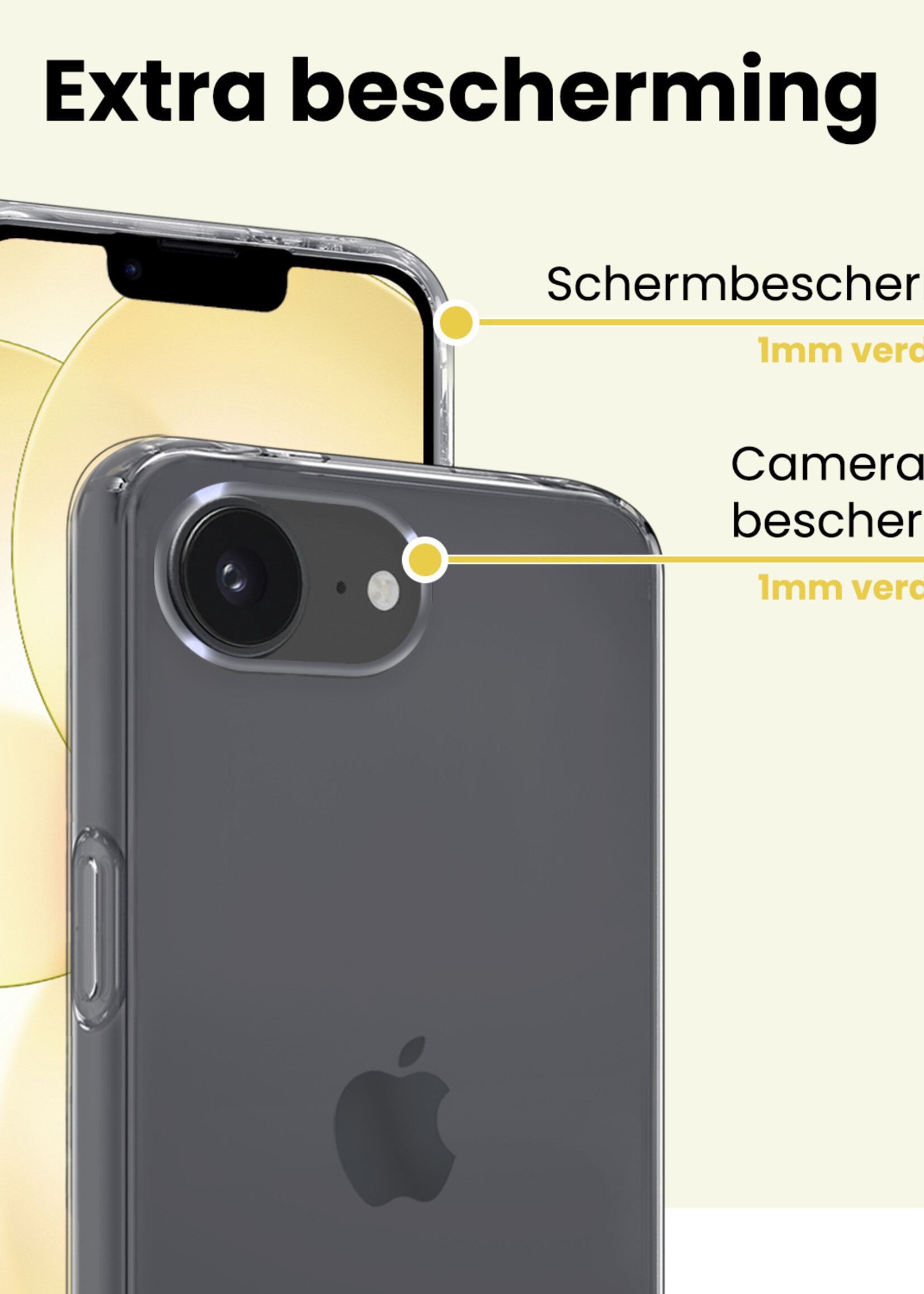 LUQ LUQ iPhone 17e Hoesje Siliconen Met 2x Screenprotector Met Dichte Notch - Transparant
