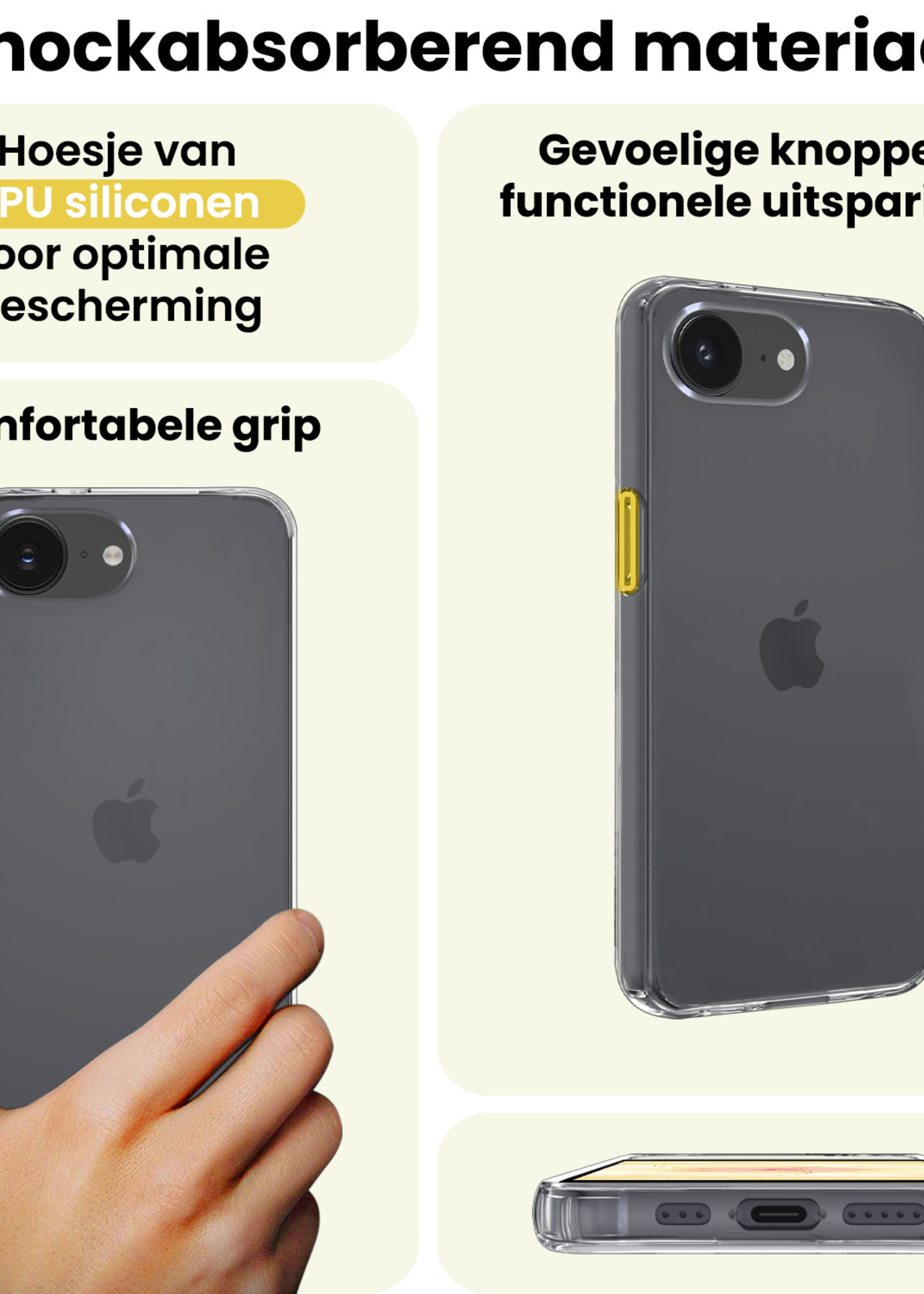 LUQ LUQ iPhone 17e Hoesje Siliconen Met 2x Screenprotector Met Dichte Notch - Transparant