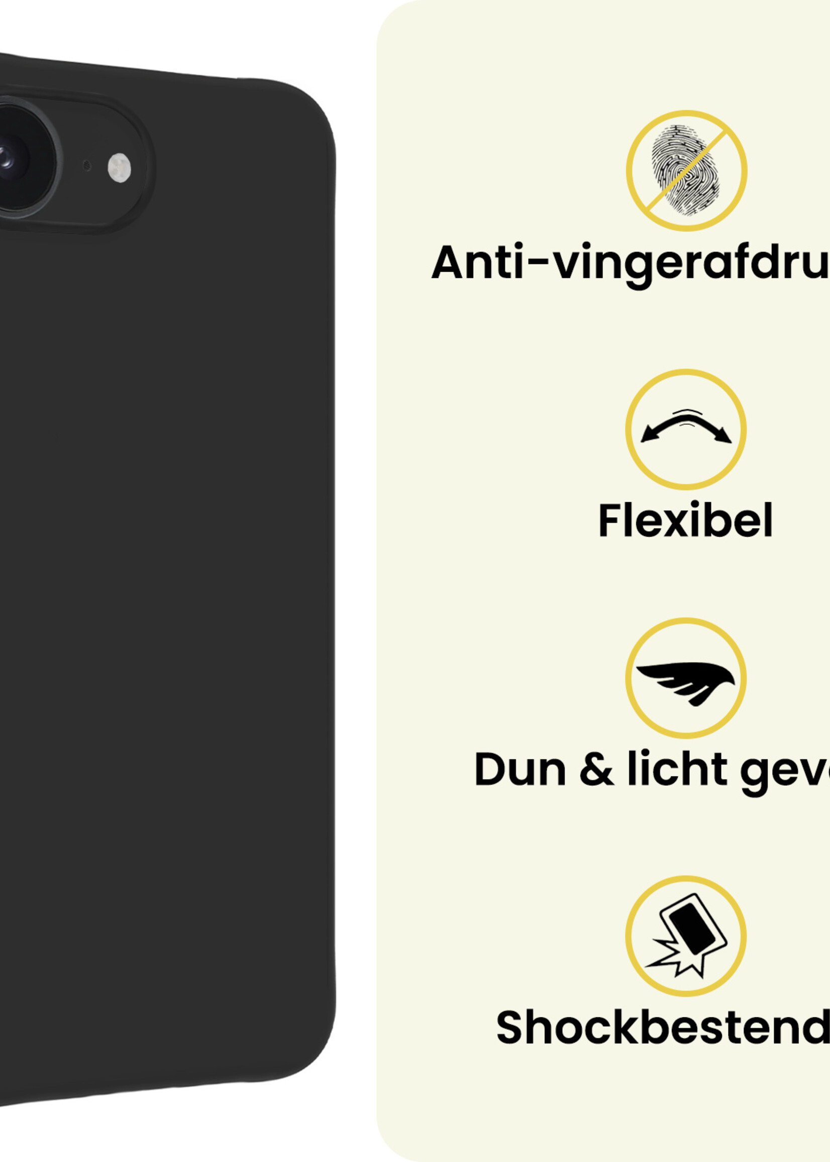 LUQ LUQ iPhone 17e Hoesje Siliconen Met 2x Screenprotector Met Dichte Notch - Zwart