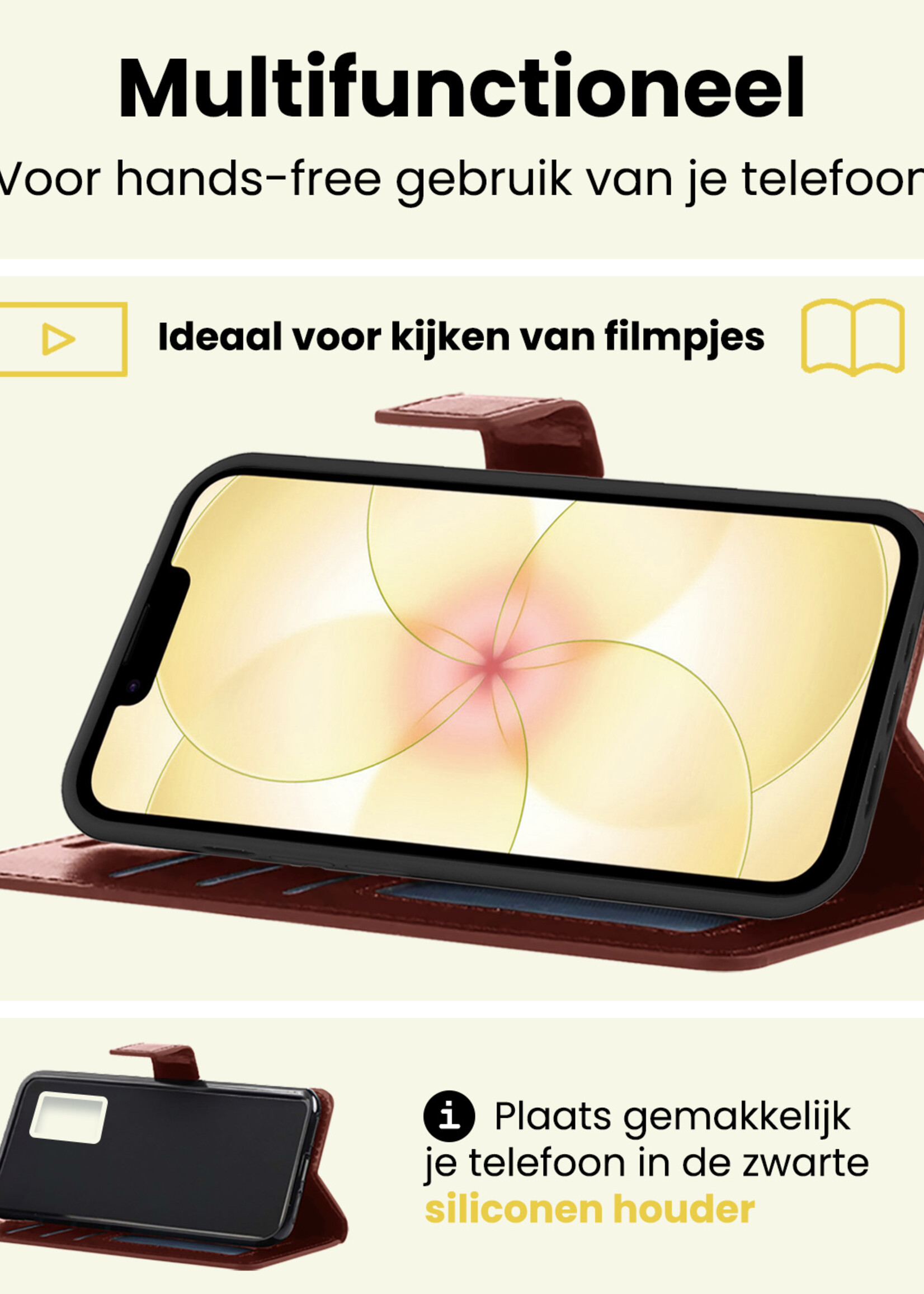 LUQ LUQ iPhone 17e Hoesje Bookcase - Bruin