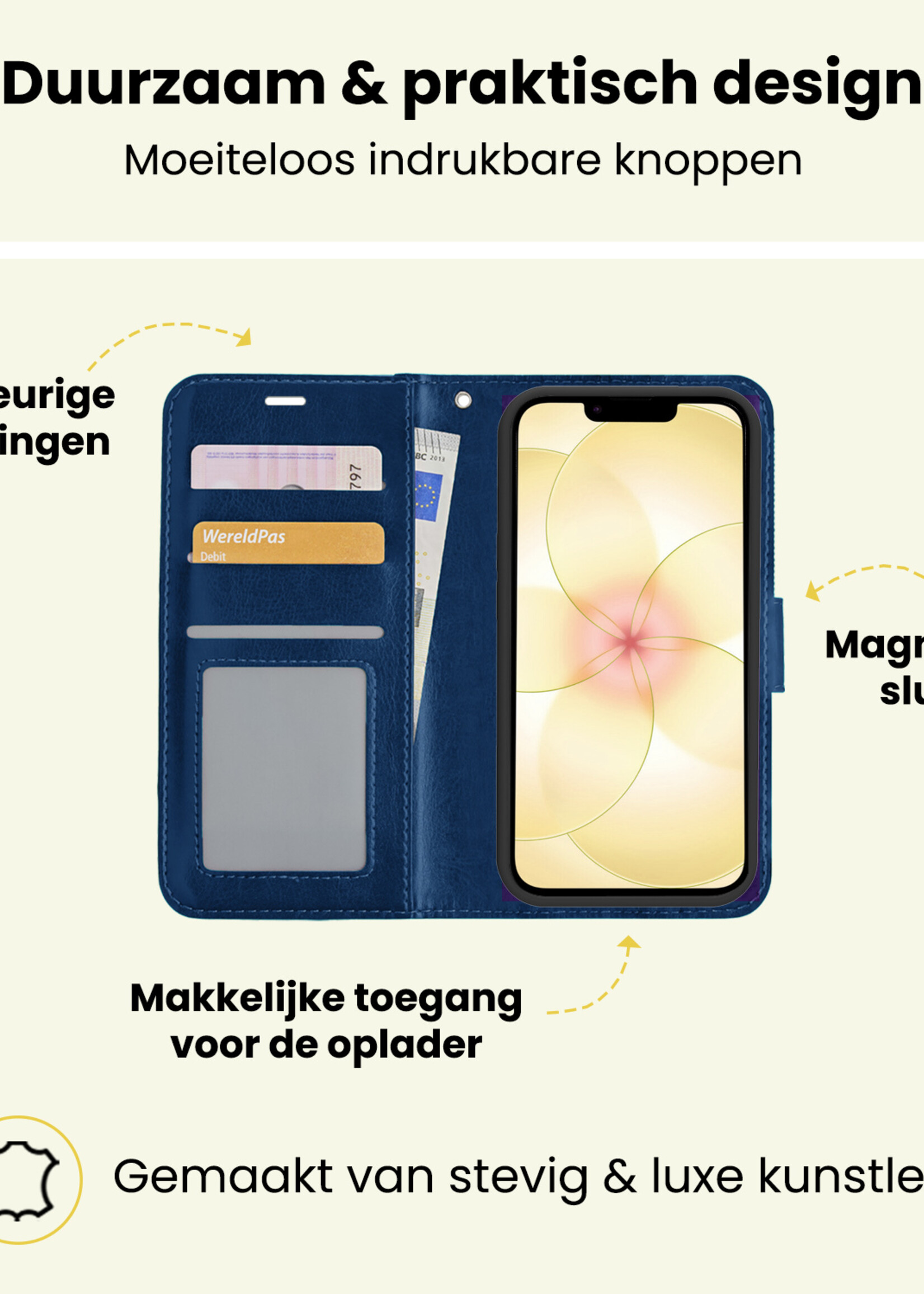 LUQ LUQ iPhone 17e Hoesje Bookcase - Donkerblauw