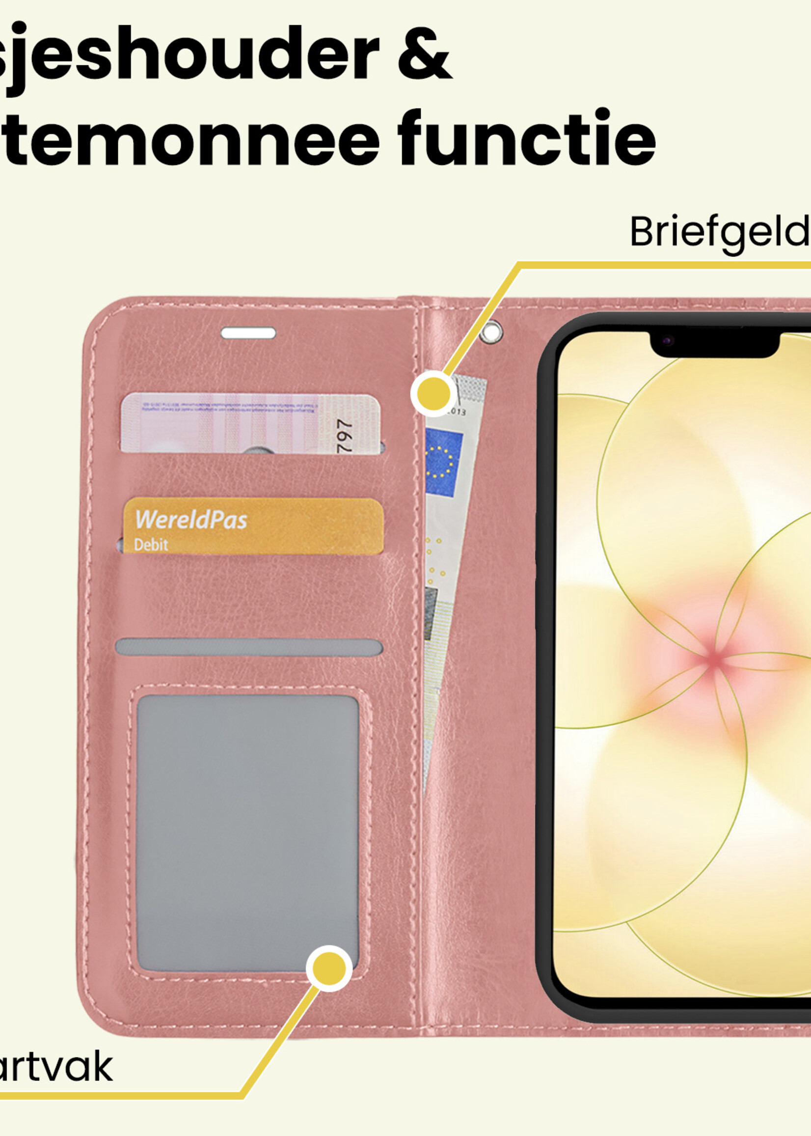 LUQ LUQ iPhone 17e Hoesje Bookcase - Rose Goud