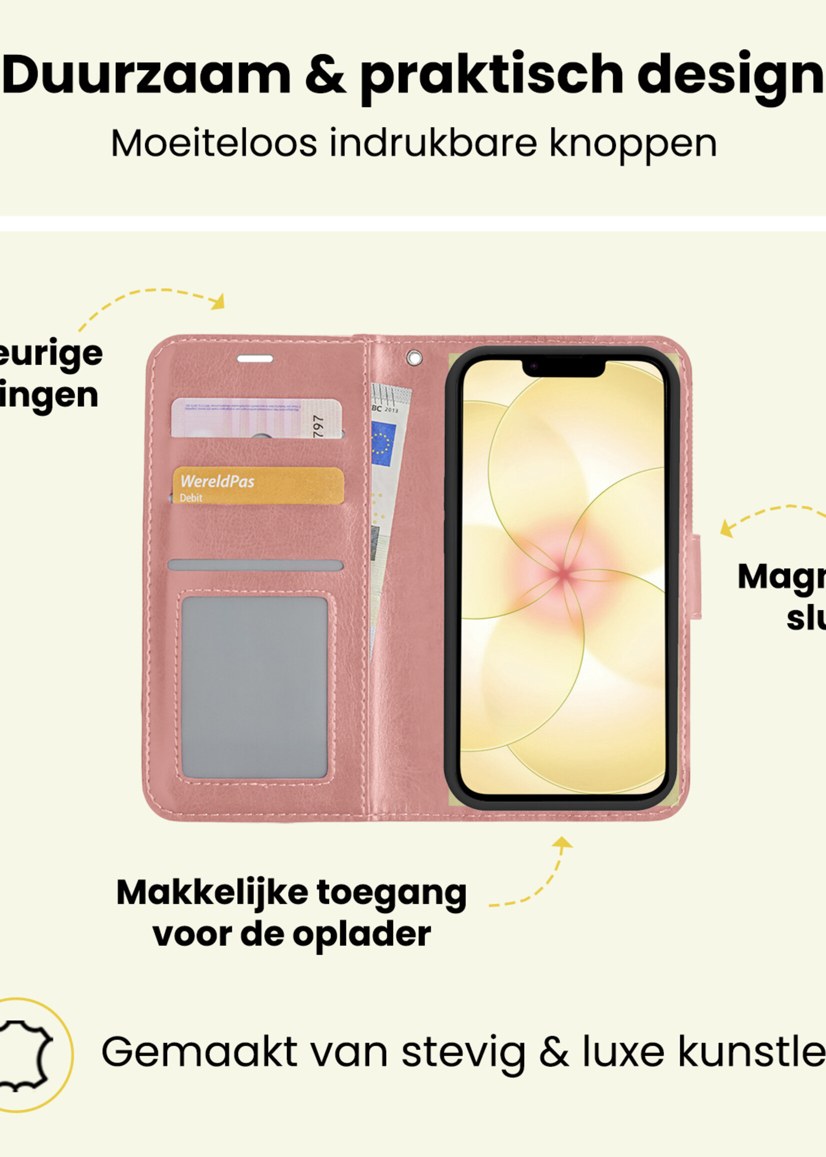 LUQ LUQ iPhone 17e Hoesje Bookcase - Rose Goud