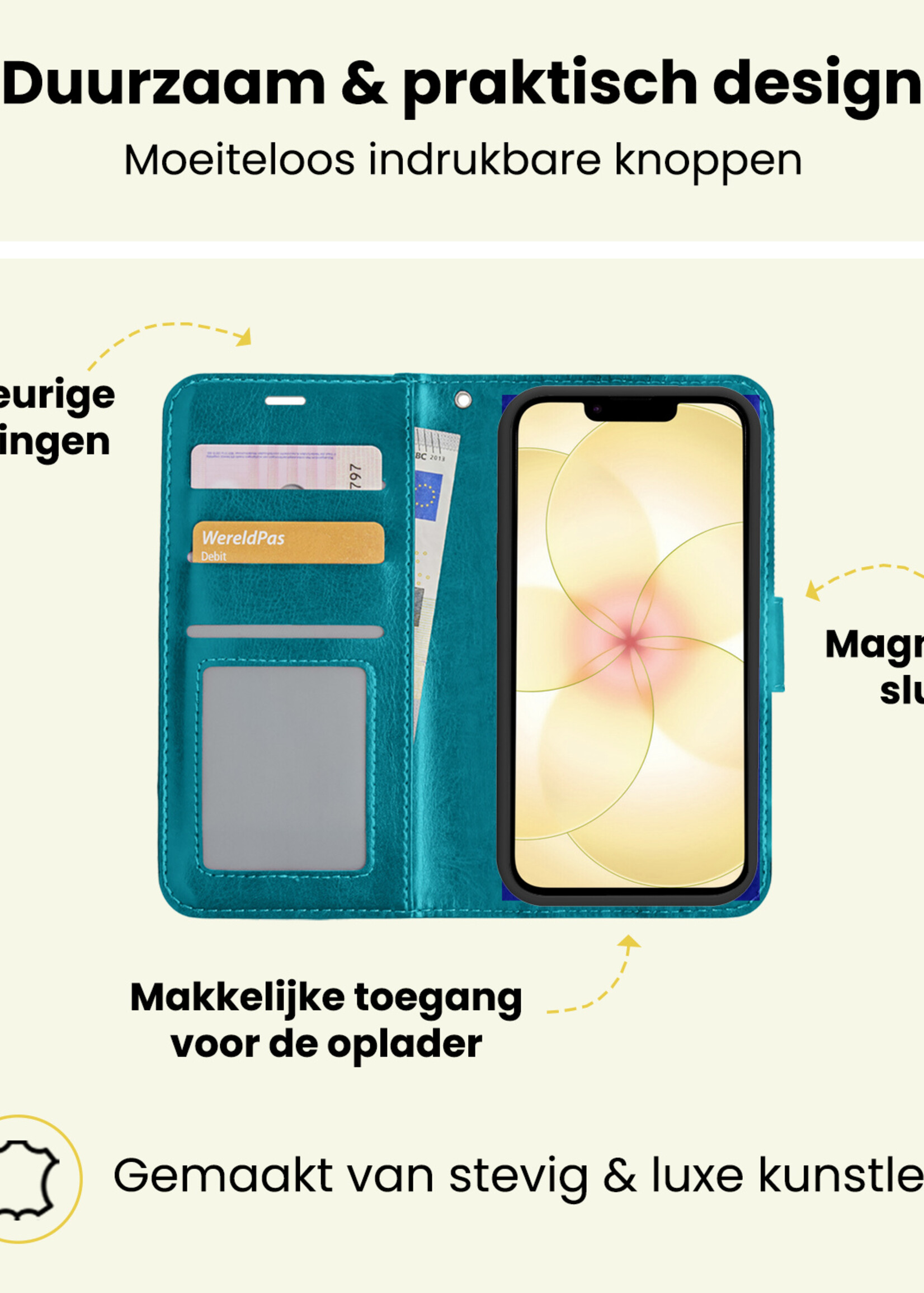 LUQ LUQ iPhone 17e Hoesje Bookcase - Turquoise