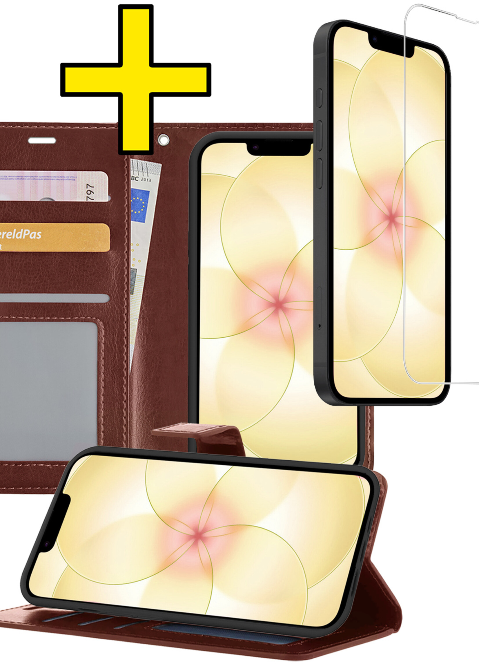 LUQ LUQ iPhone 17e Hoesje Bookcase Met Screenprotector - Bruin