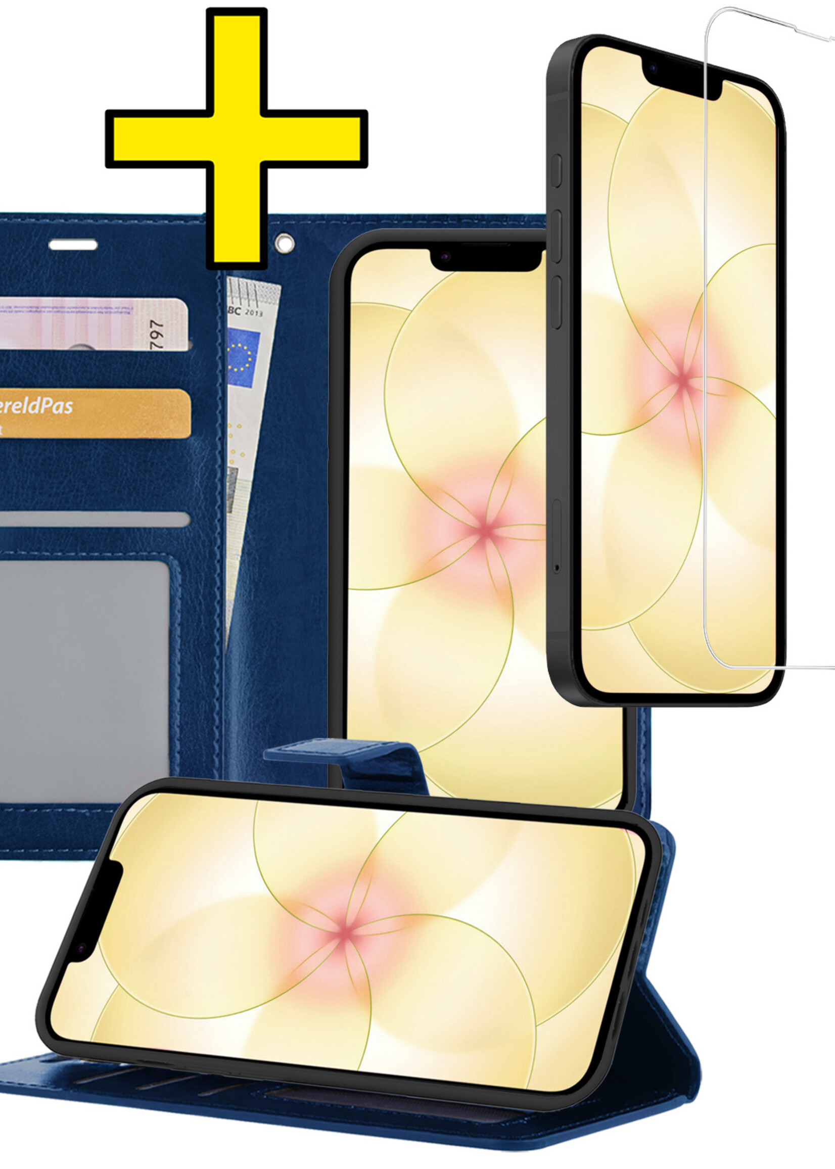 LUQ LUQ iPhone 17e Hoesje Bookcase Met Screenprotector - Donkerblauw