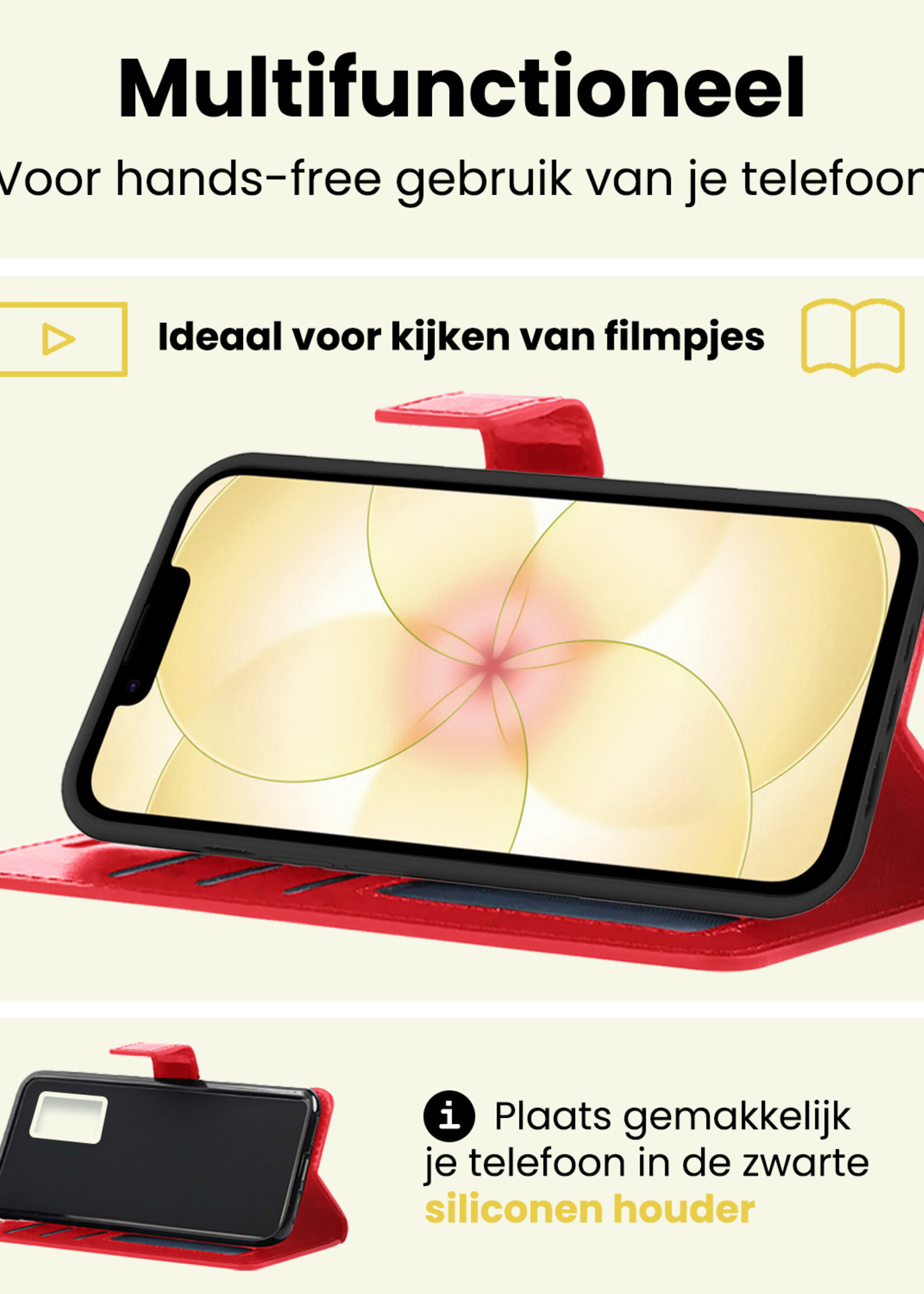 LUQ LUQ iPhone 17e Hoesje Bookcase Met Screenprotector - Rood