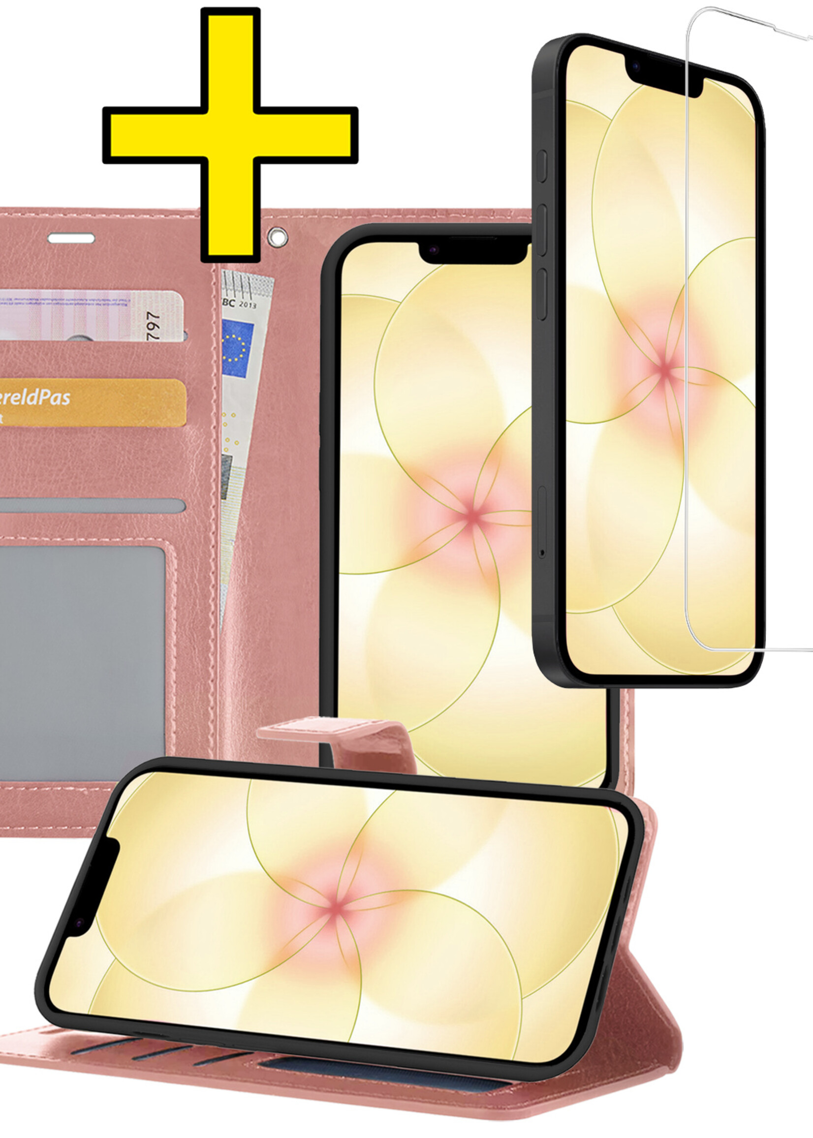 LUQ LUQ iPhone 17e Hoesje Bookcase Met Screenprotector - Rose Goud