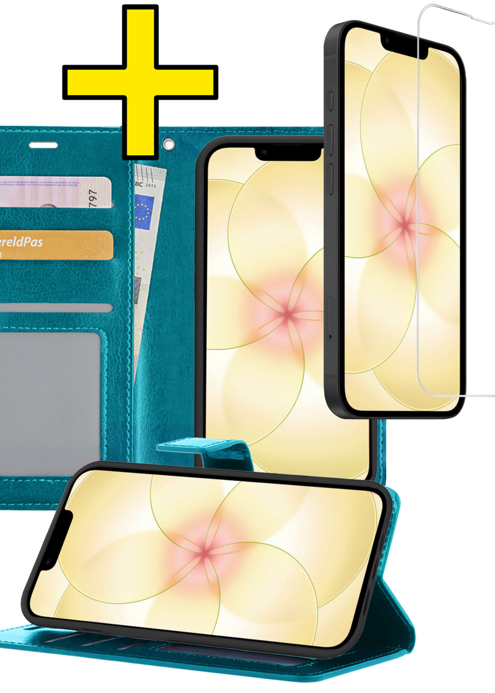 LUQ LUQ iPhone 17e Hoesje Bookcase Met Screenprotector - Turquoise