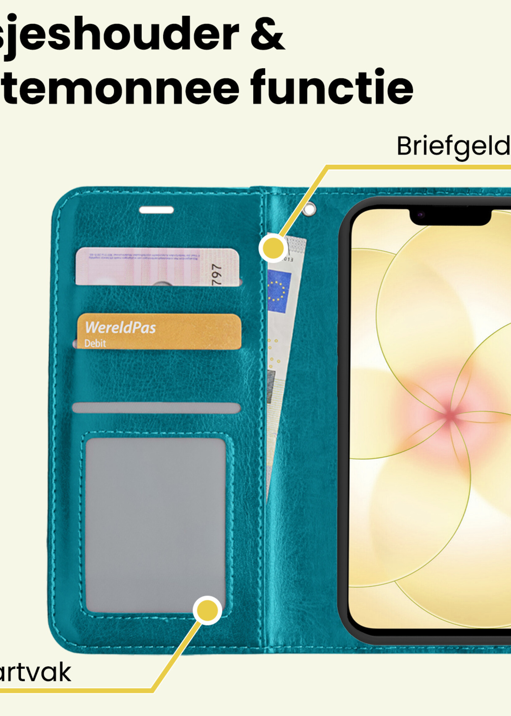 LUQ LUQ iPhone 17e Hoesje Bookcase Met Screenprotector - Turquoise