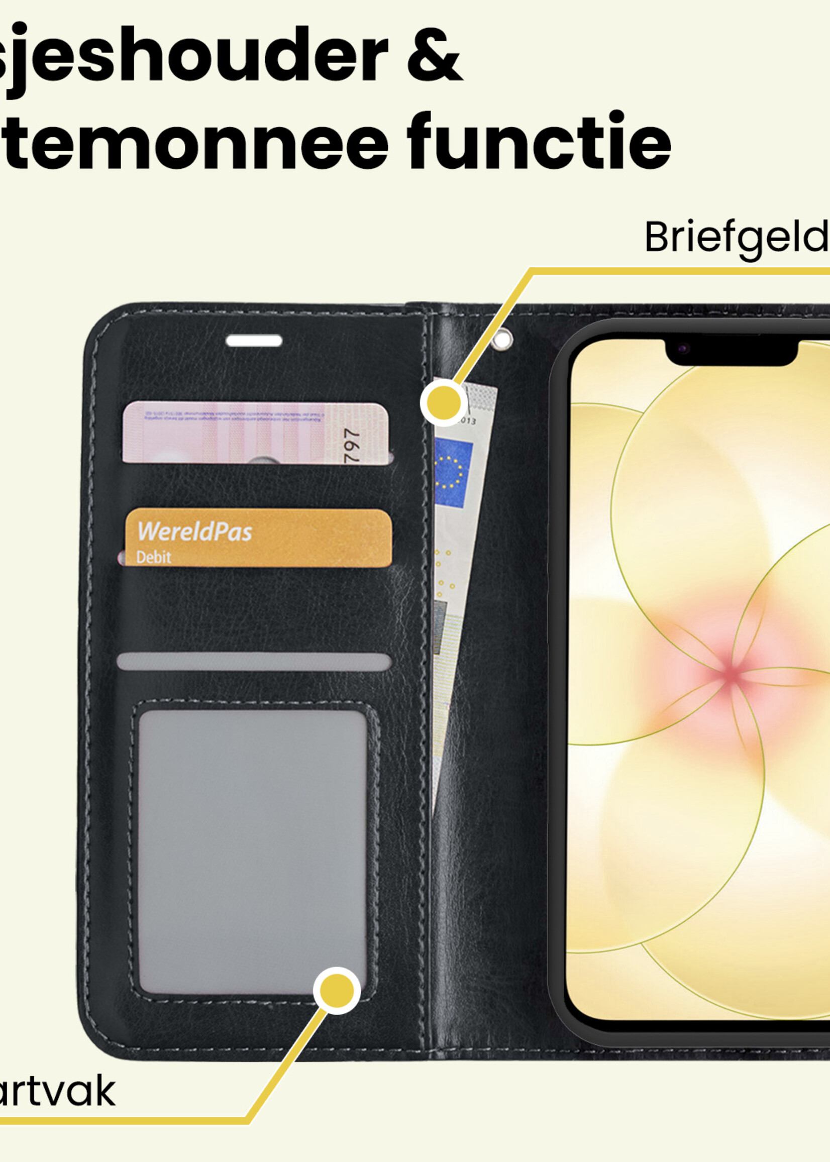 LUQ LUQ iPhone 17e Hoesje Bookcase Met Screenprotector - Zwart