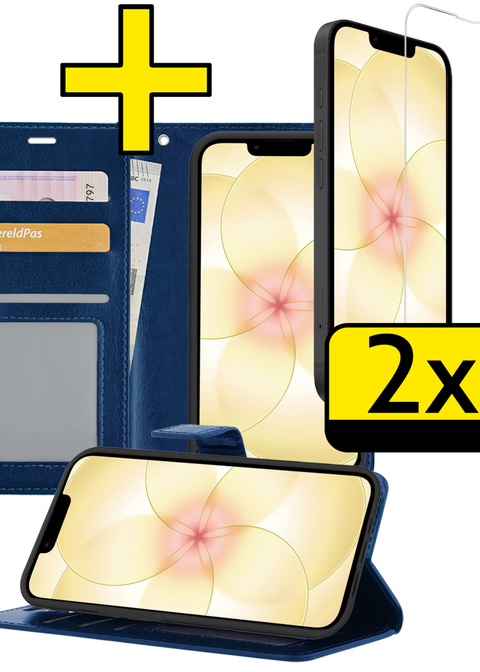 LUQ LUQ iPhone 17e Hoesje Bookcase Met 2x Screenprotector - Donkerblauw