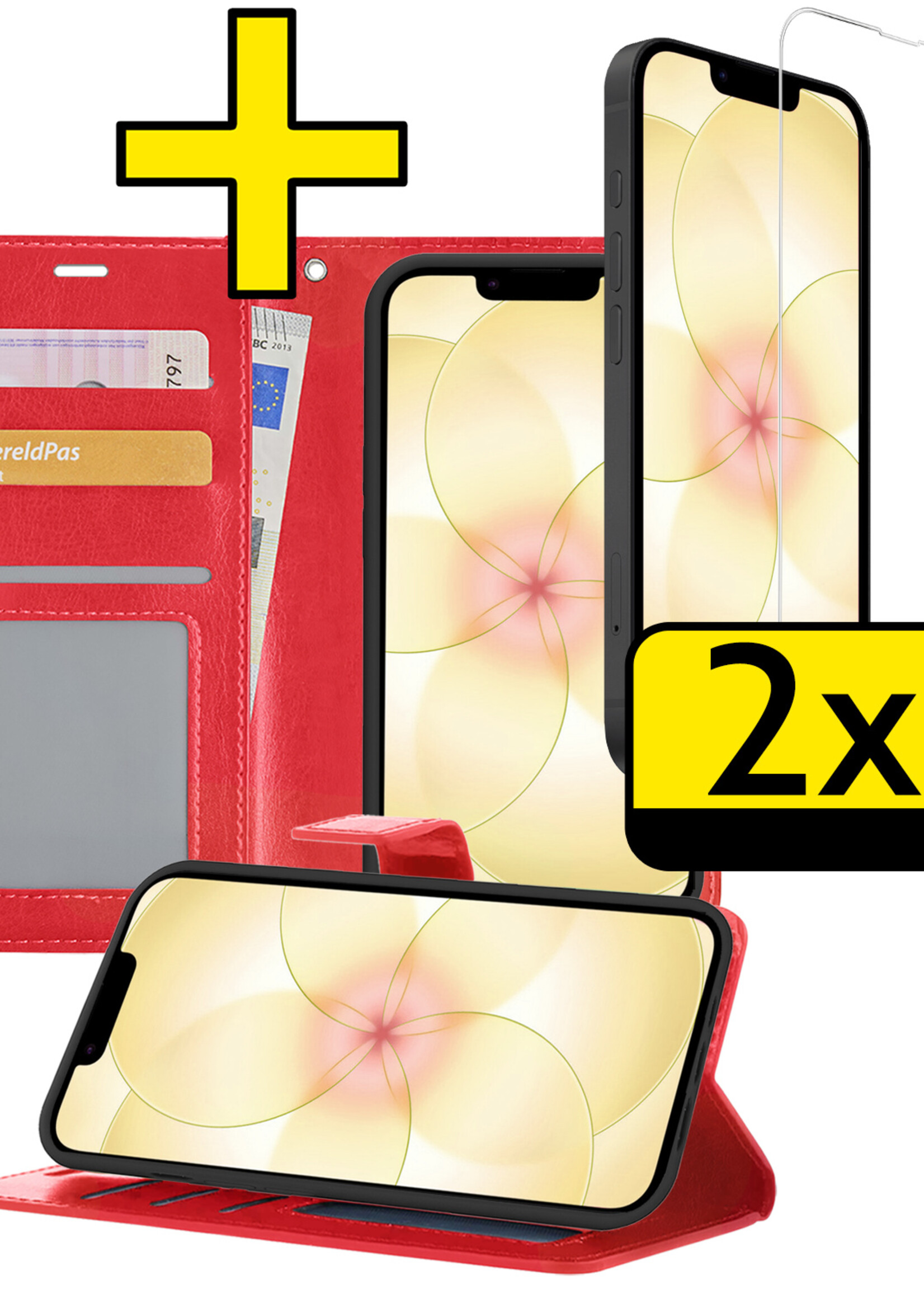 LUQ LUQ iPhone 17e Hoesje Bookcase Met 2x Screenprotector - Rood
