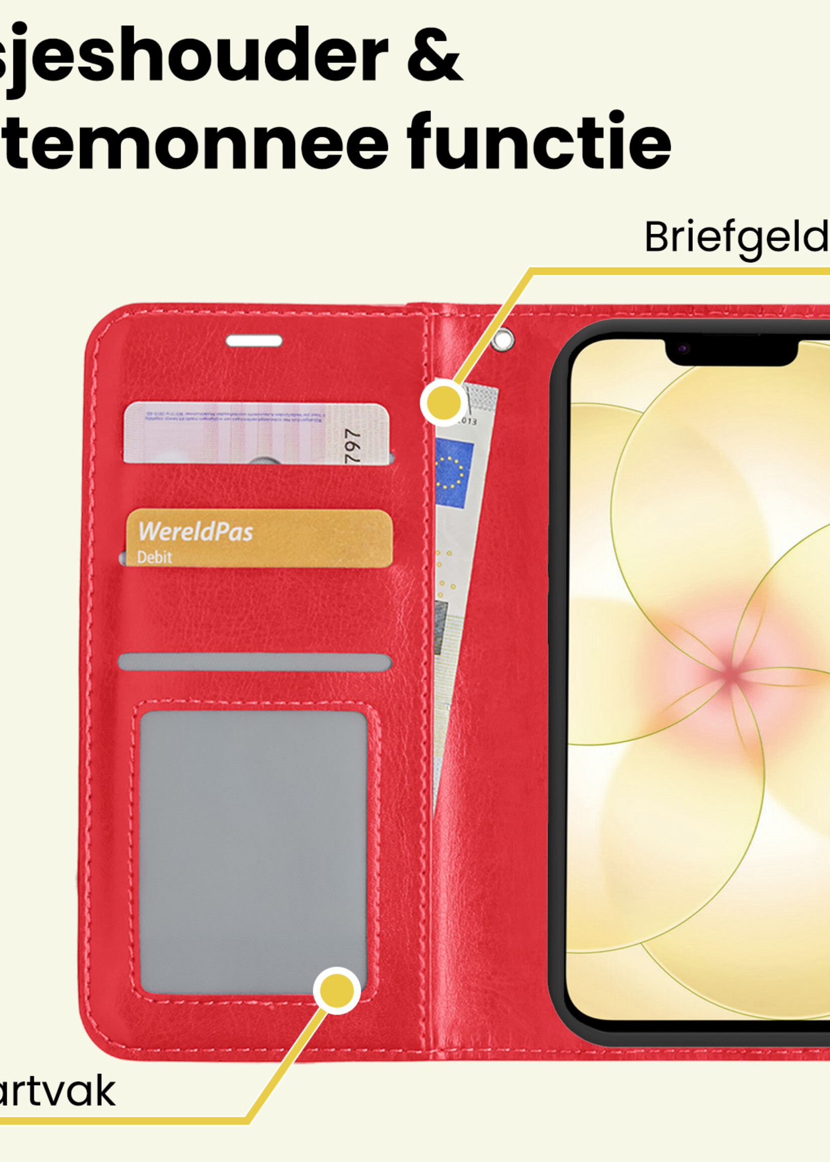 LUQ LUQ iPhone 17e Hoesje Bookcase Met 2x Screenprotector - Rood