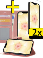 LUQ LUQ iPhone 17e Hoesje Bookcase Met 2x Screenprotector - Rose Goud