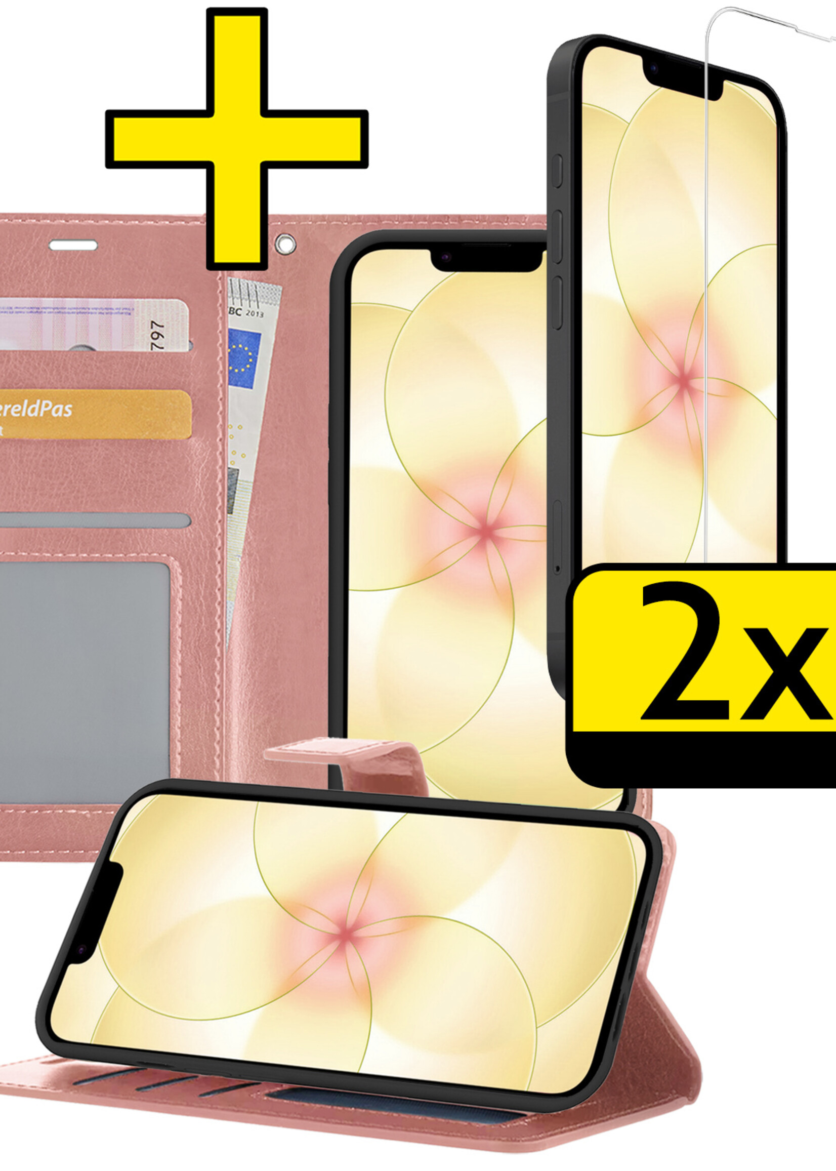 LUQ LUQ iPhone 17e Hoesje Bookcase Met 2x Screenprotector - Rose Goud