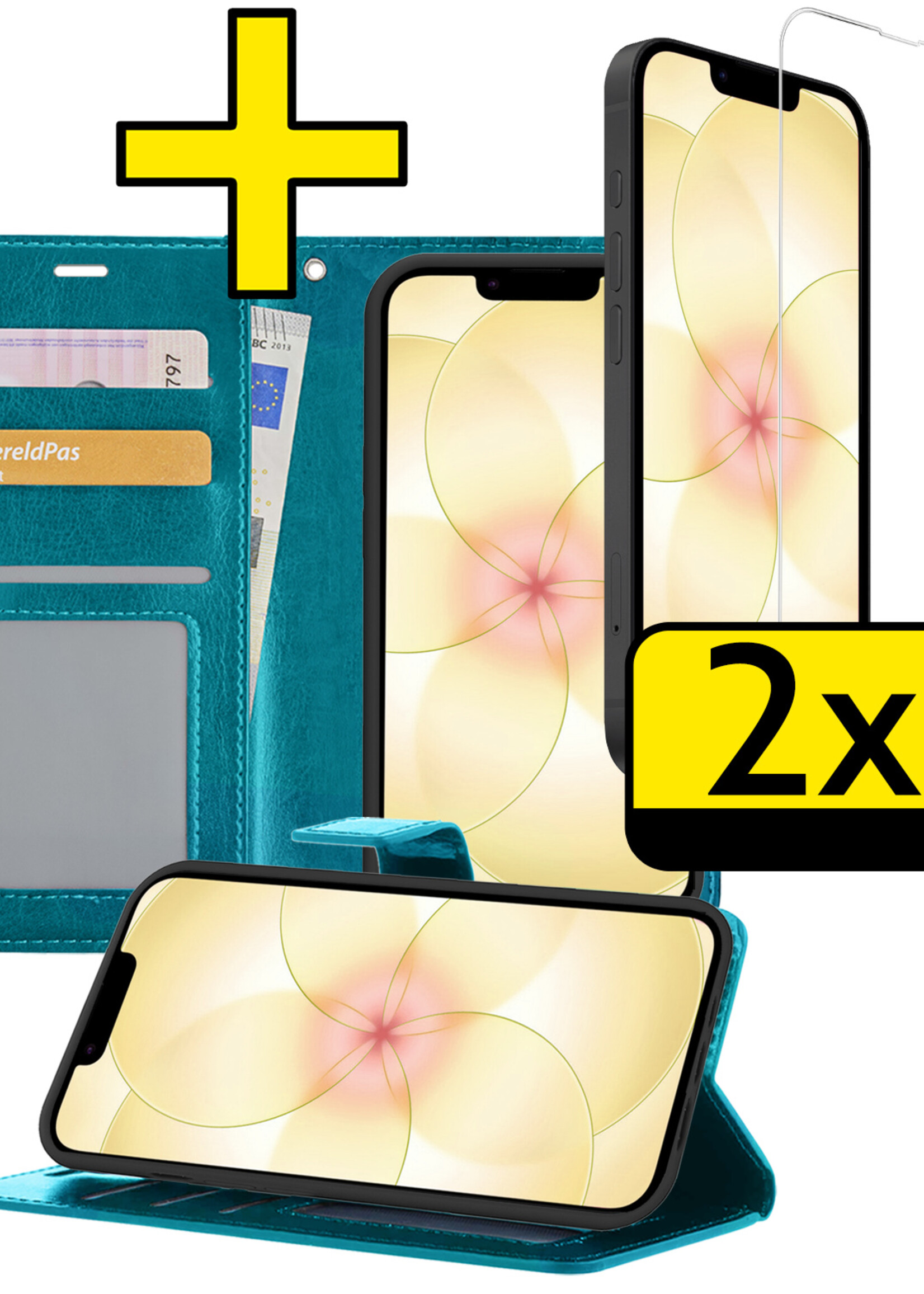 LUQ LUQ iPhone 17e Hoesje Bookcase Met 2x Screenprotector - Turquoise