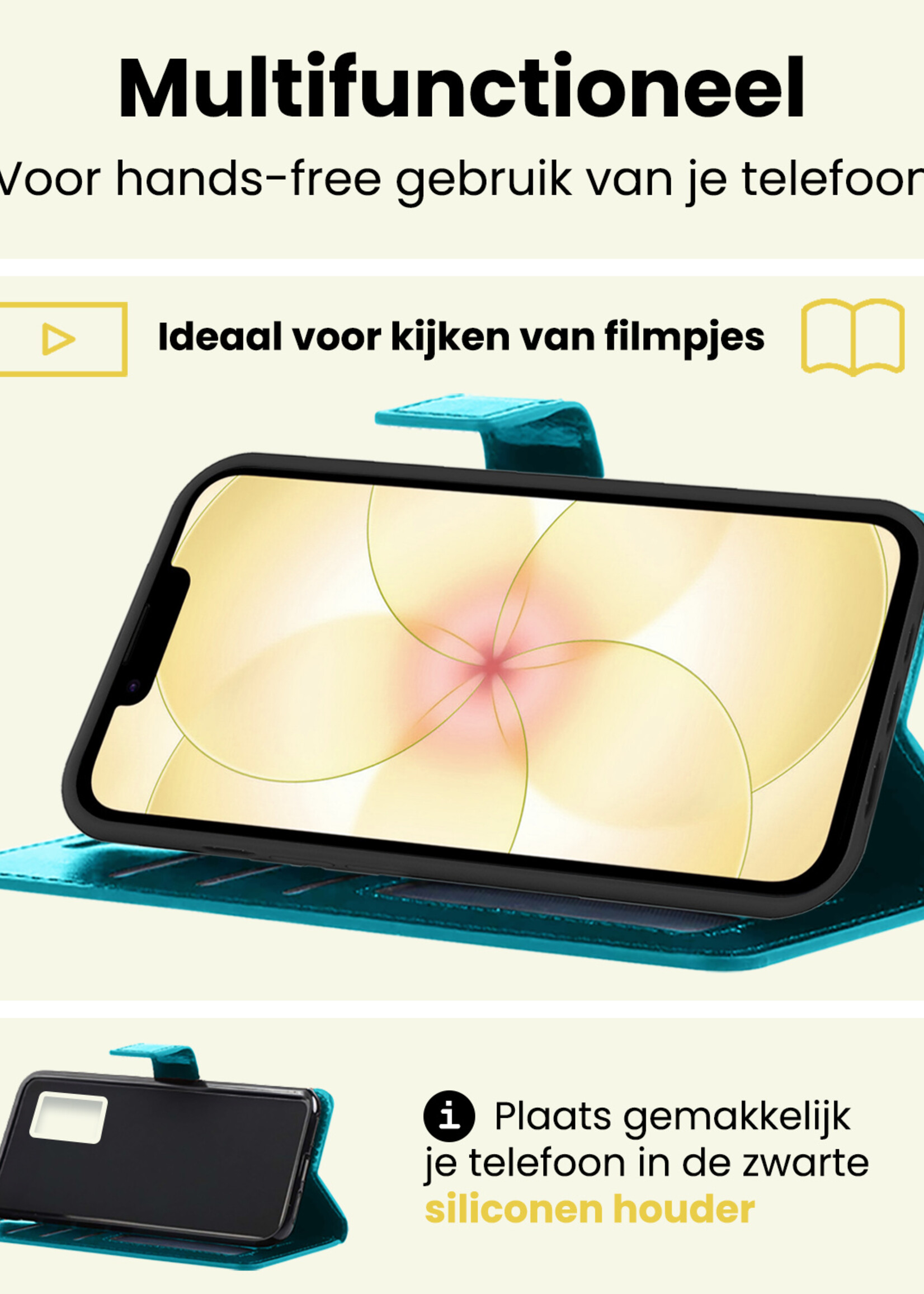 LUQ LUQ iPhone 17e Hoesje Bookcase Met 2x Screenprotector - Turquoise