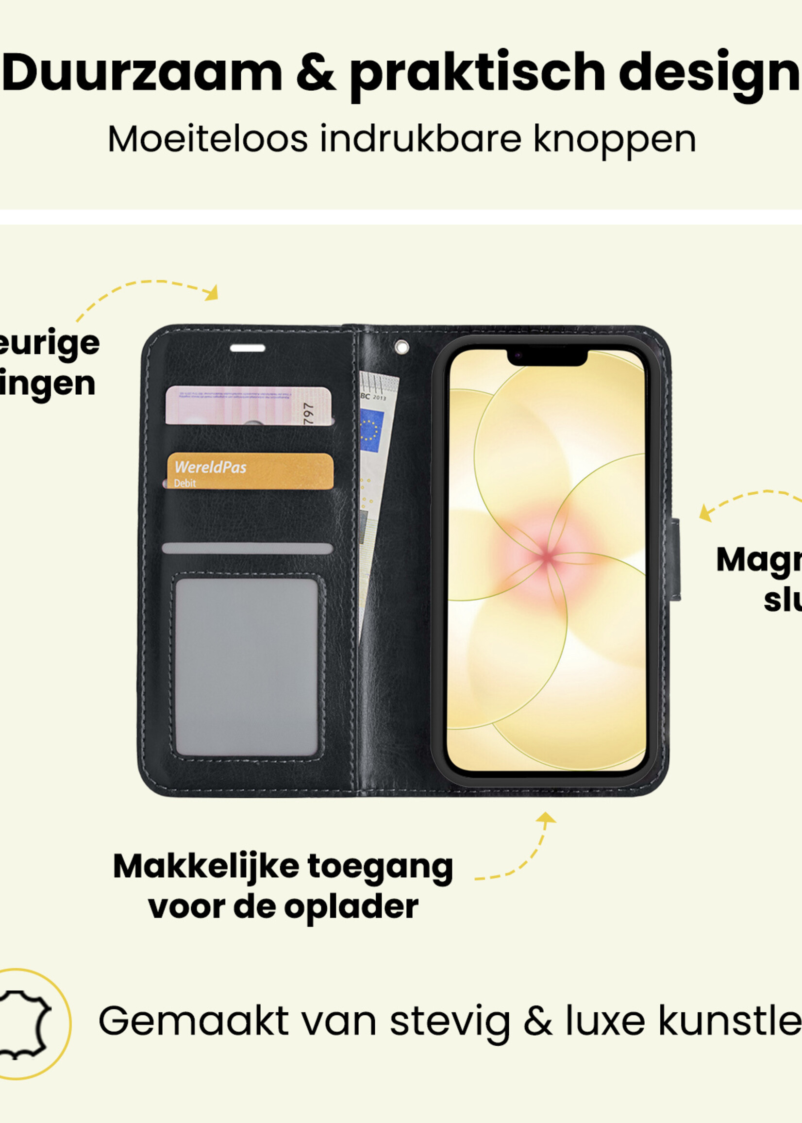 LUQ LUQ iPhone 17e Hoesje Bookcase Met 2x Screenprotector - Zwart