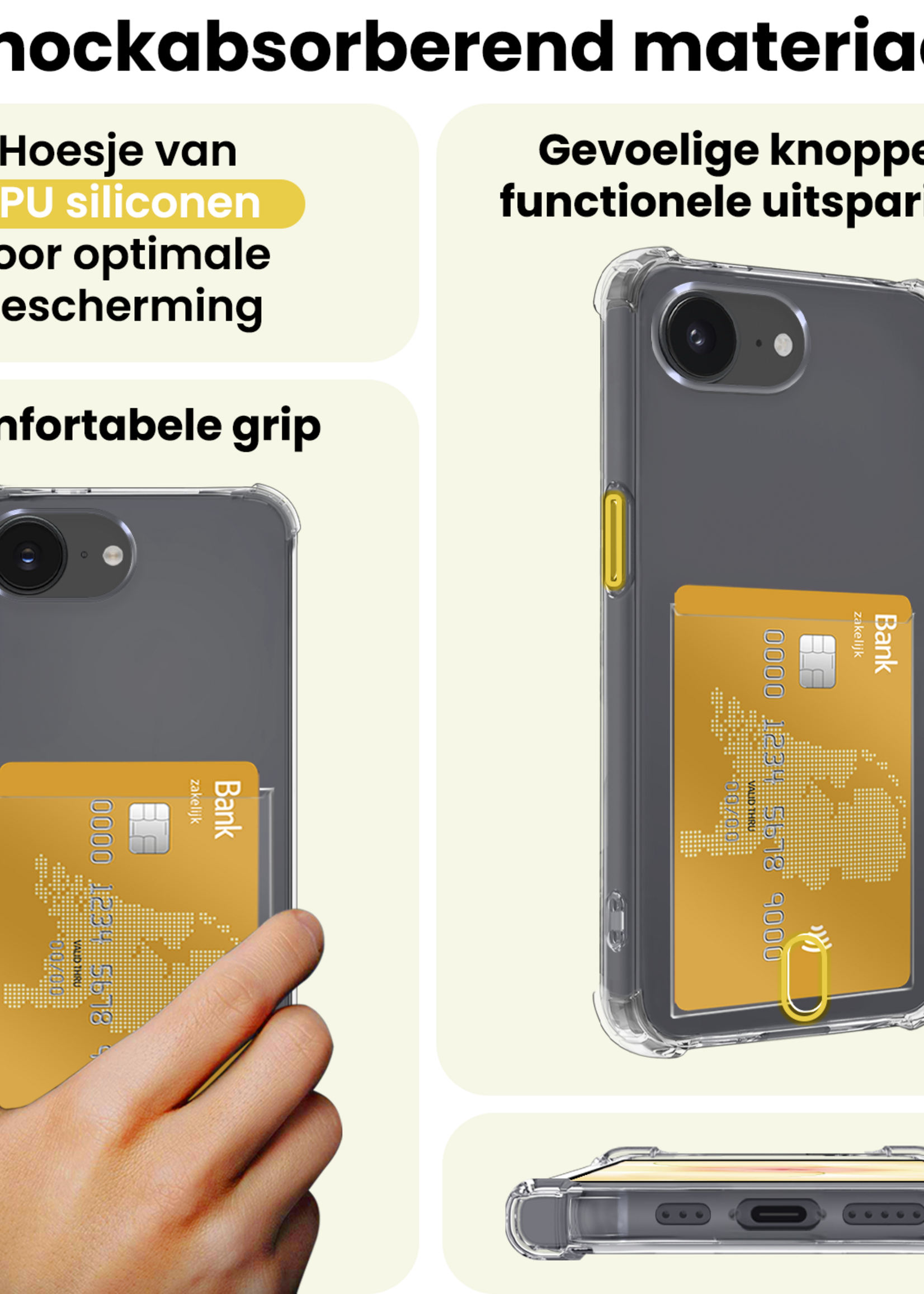 LUQ LUQ iPhone 17e Hoesje Pashouder Met Screenprotector