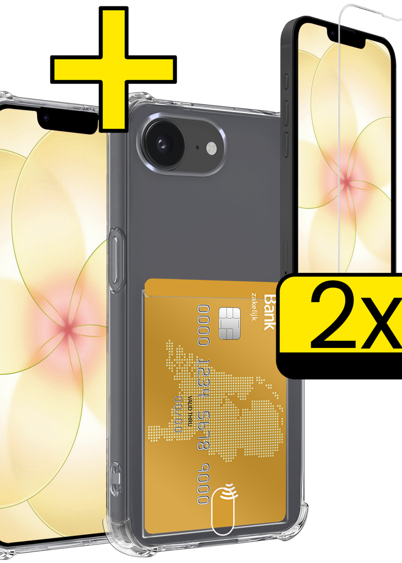 LUQ LUQ iPhone 17e Hoesje Pashouder Met 2x Screenprotector