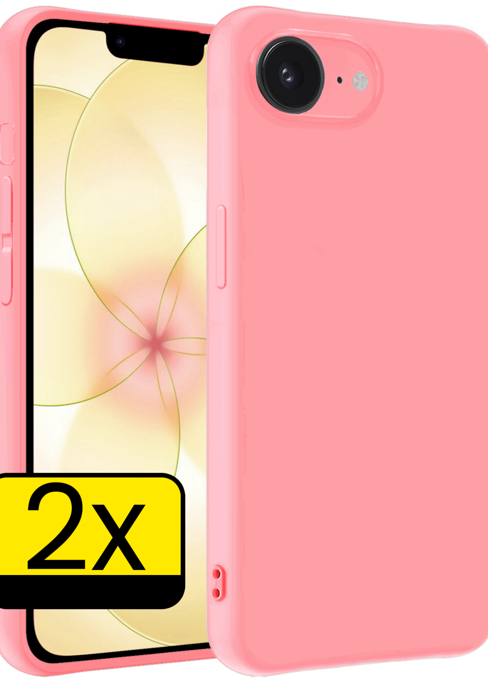 LUQ LUQ iPhone 17e Hoesje Siliconen - Lichtroze - 2 PACK