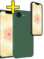LUQ LUQ iPhone 17e Hoesje Siliconen Met Screenprotector Met Dichte Notch - Donkergroen