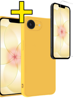 LUQ LUQ iPhone 17e Hoesje Siliconen Met Screenprotector Met Dichte Notch - Geel
