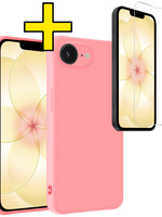 LUQ LUQ iPhone 17e Hoesje Siliconen Met Screenprotector Met Dichte Notch - Lichtroze