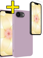 LUQ LUQ iPhone 17e Hoesje Siliconen Met Screenprotector Met Dichte Notch - Lila