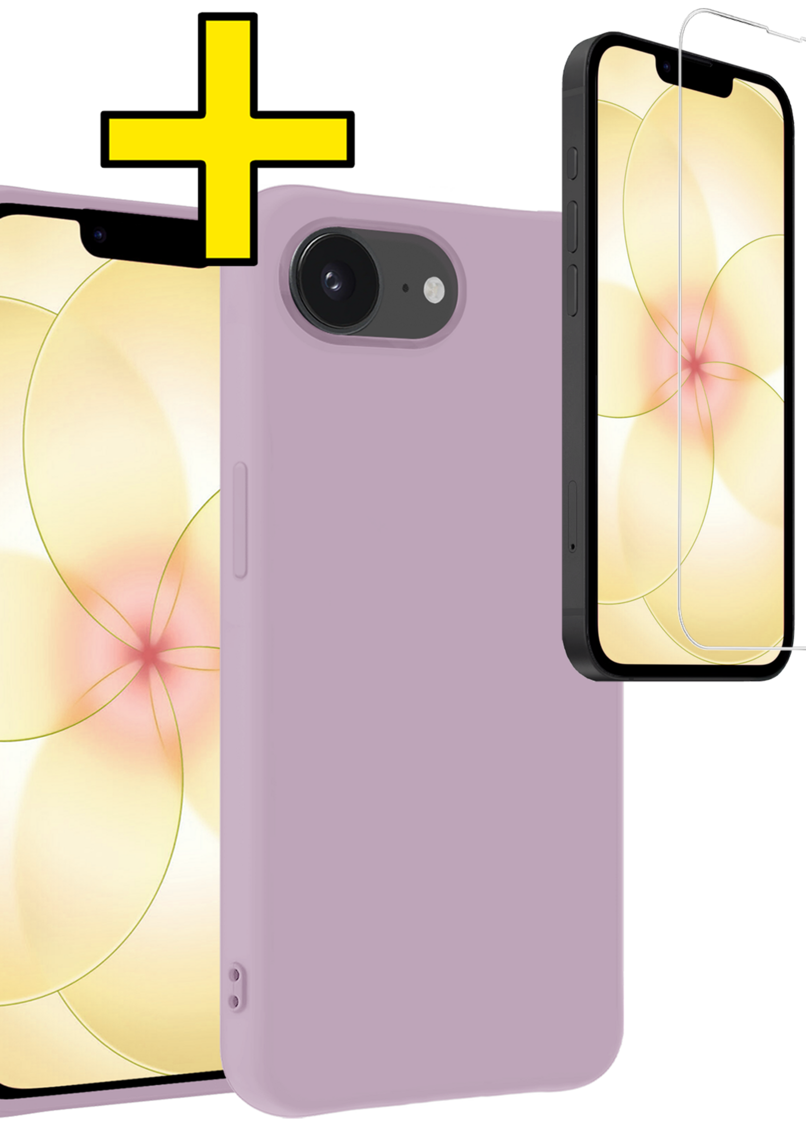 LUQ LUQ iPhone 17e Hoesje Siliconen Met Screenprotector Met Dichte Notch - Lila