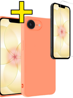 LUQ LUQ iPhone 17e Hoesje Siliconen Met Screenprotector Met Dichte Notch - Perzik