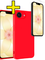 LUQ LUQ iPhone 17e Hoesje Siliconen Met Screenprotector Met Dichte Notch - Rood