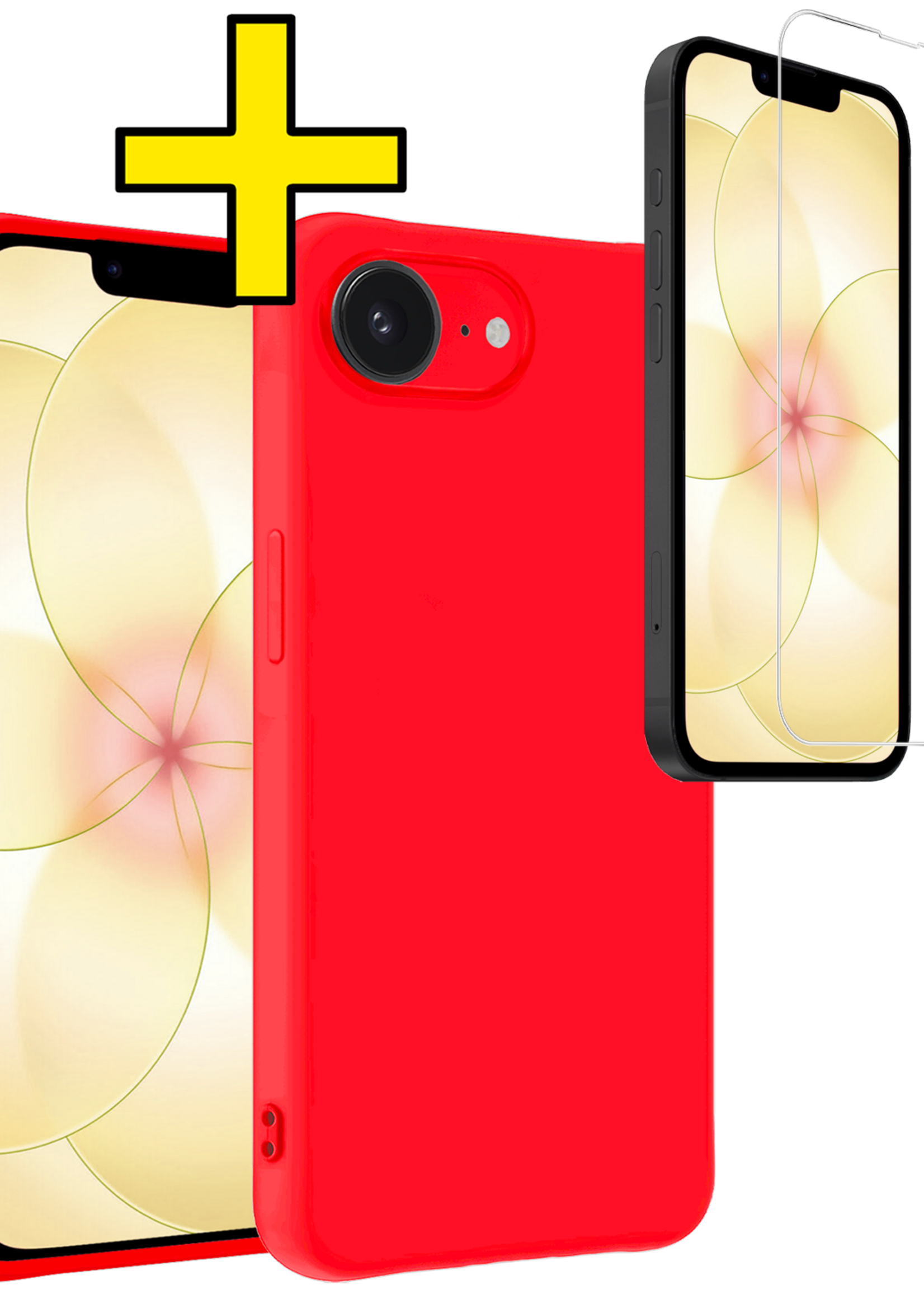 LUQ LUQ iPhone 17e Hoesje Siliconen Met Screenprotector Met Dichte Notch - Rood