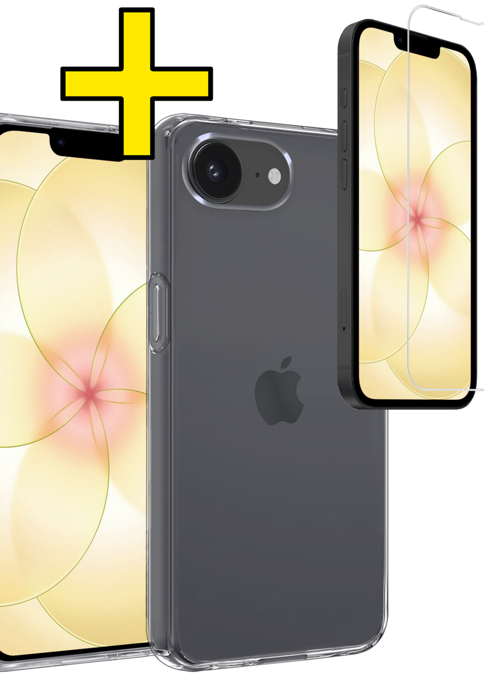 LUQ LUQ iPhone 17e Hoesje Siliconen Met Screenprotector Met Dichte Notch - Transparant