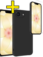 LUQ LUQ iPhone 17e Hoesje Siliconen Met Screenprotector Met Dichte Notch - Zwart