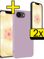 LUQ LUQ iPhone 17e Hoesje Siliconen Met 2x Screenprotector Met Dichte Notch - Lila
