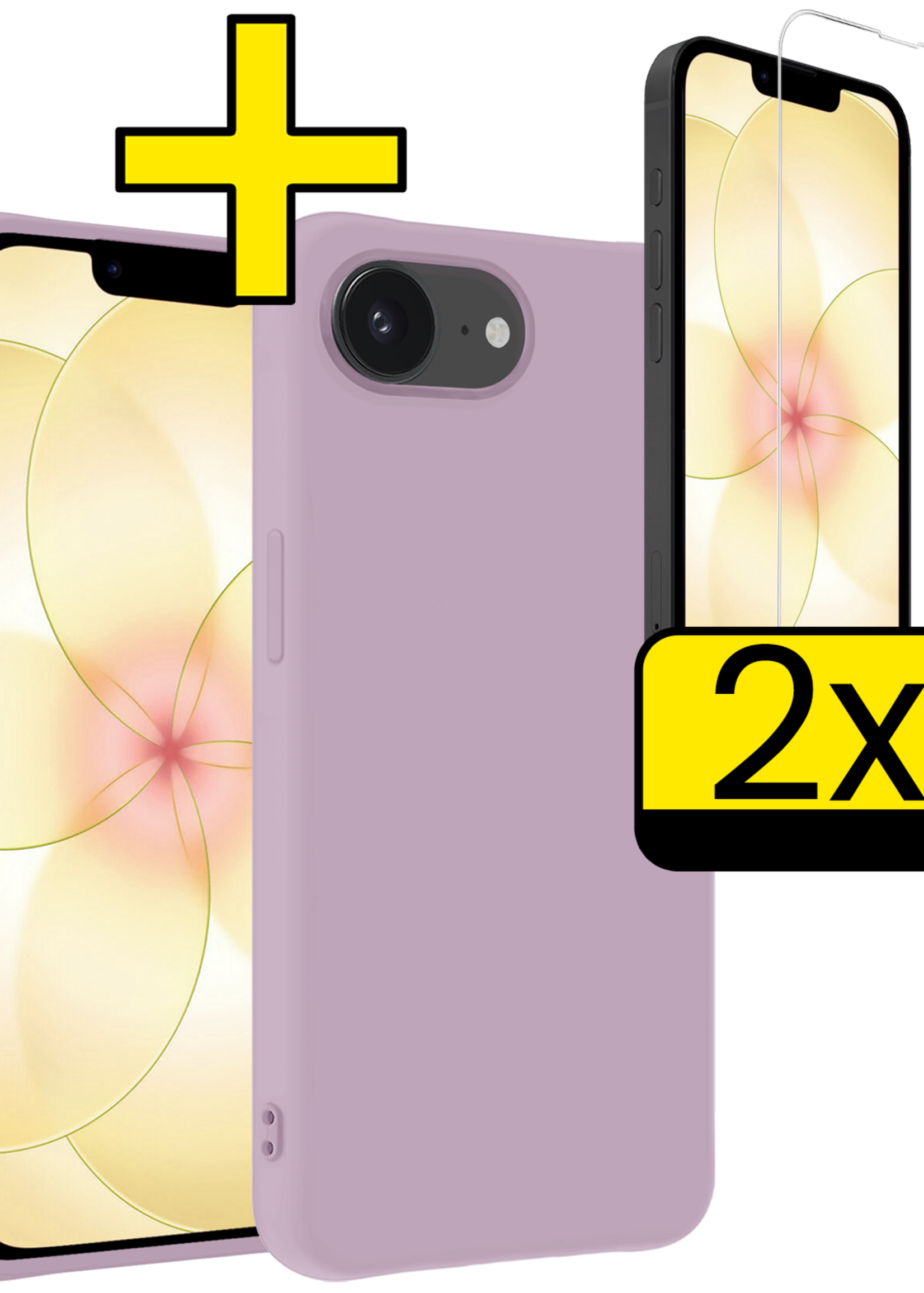 LUQ LUQ iPhone 17e Hoesje Siliconen Met 2x Screenprotector Met Dichte Notch - Lila