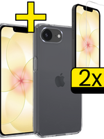 LUQ LUQ iPhone 17e Hoesje Siliconen Met 2x Screenprotector Met Dichte Notch - Transparant
