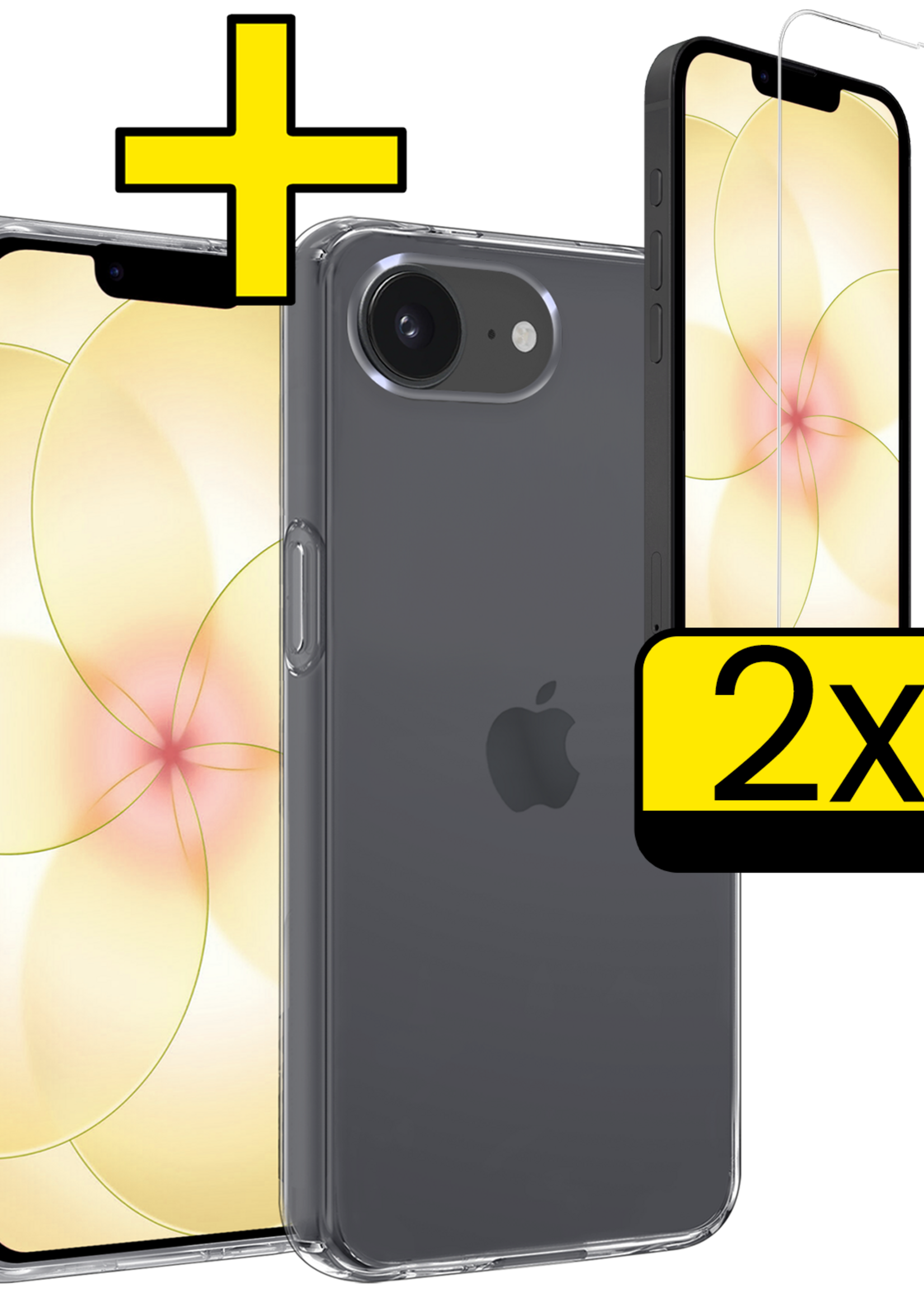 LUQ LUQ iPhone 17e Hoesje Siliconen Met 2x Screenprotector Met Dichte Notch - Transparant