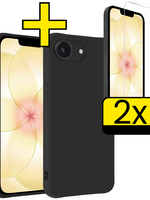 LUQ LUQ iPhone 17e Hoesje Siliconen Met 2x Screenprotector Met Dichte Notch - Zwart